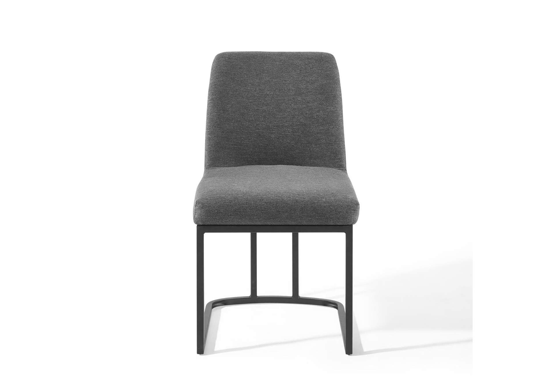 Black Charcoal Amplify Sled Base Upholstered Fabric Dining Side Chair,Modway