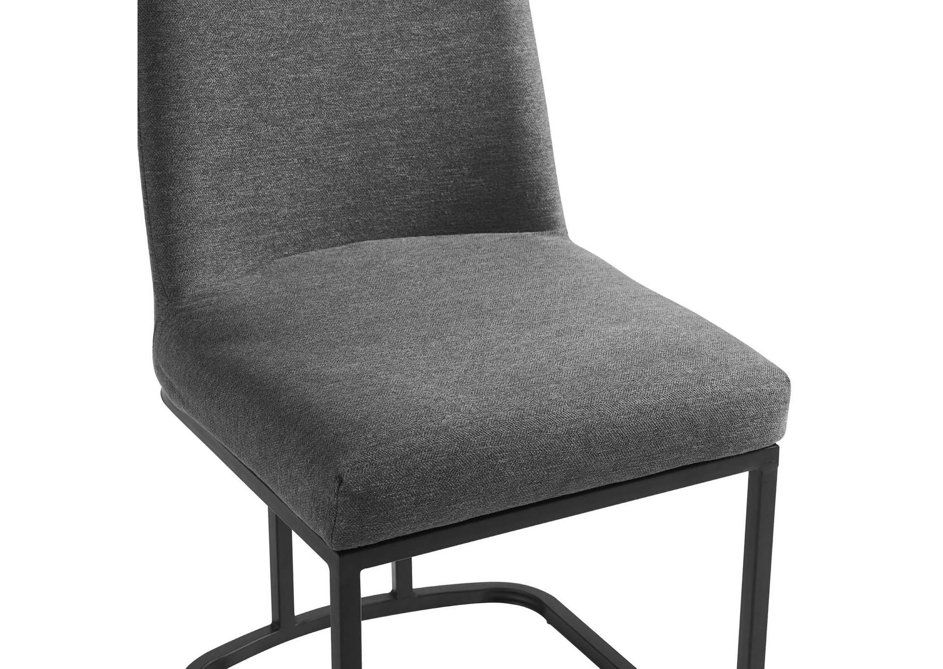 Black Charcoal Amplify Sled Base Upholstered Fabric Dining Side Chair,Modway