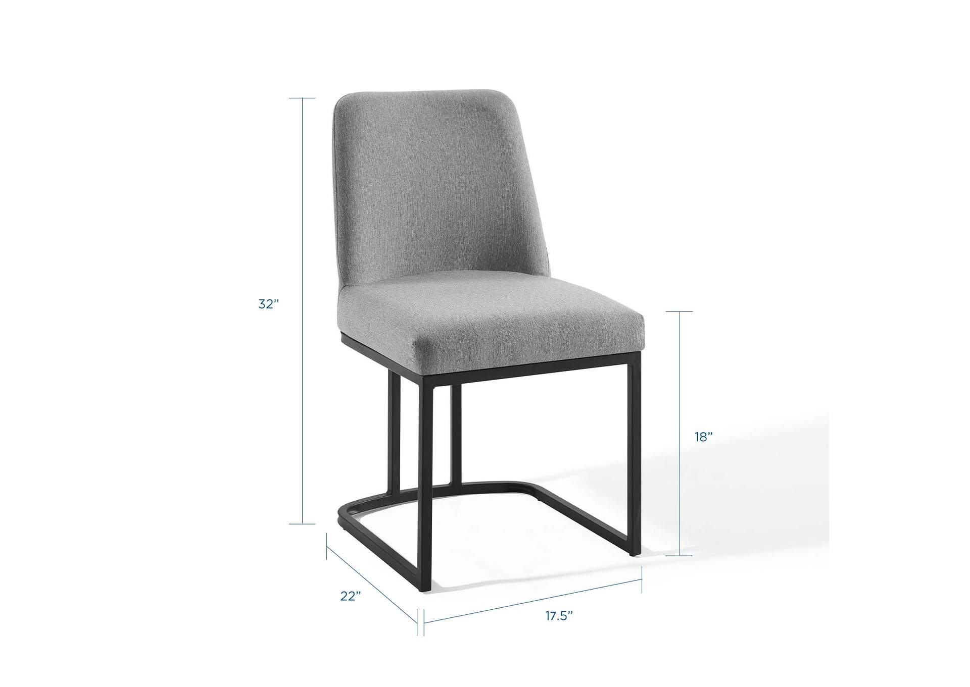Black Light Gray Amplify Sled Base Upholstered Fabric Dining Side Chair,Modway