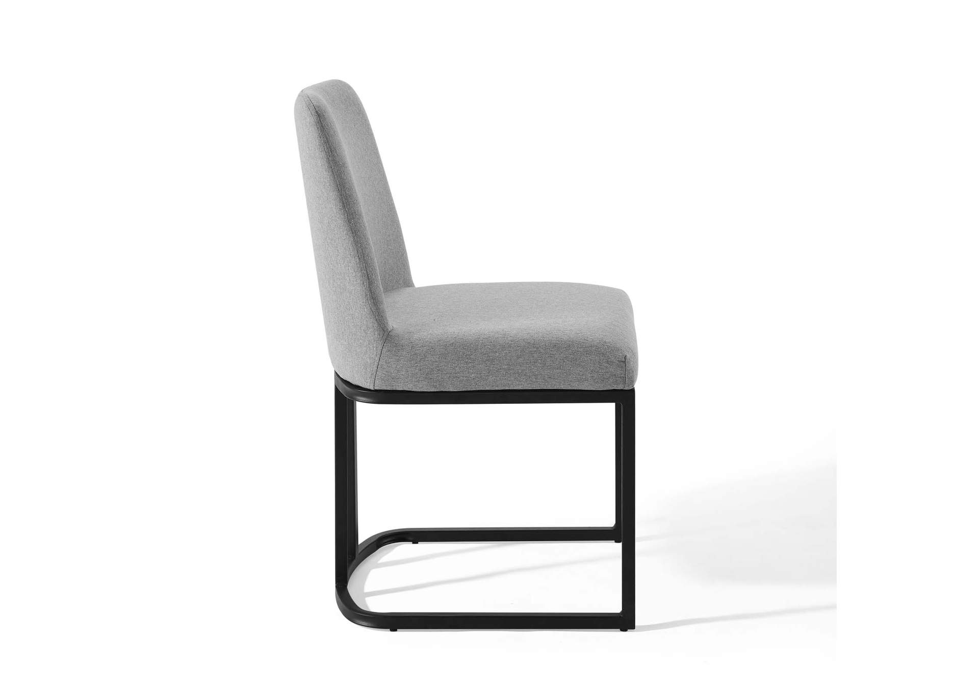 Black Light Gray Amplify Sled Base Upholstered Fabric Dining Side Chair,Modway