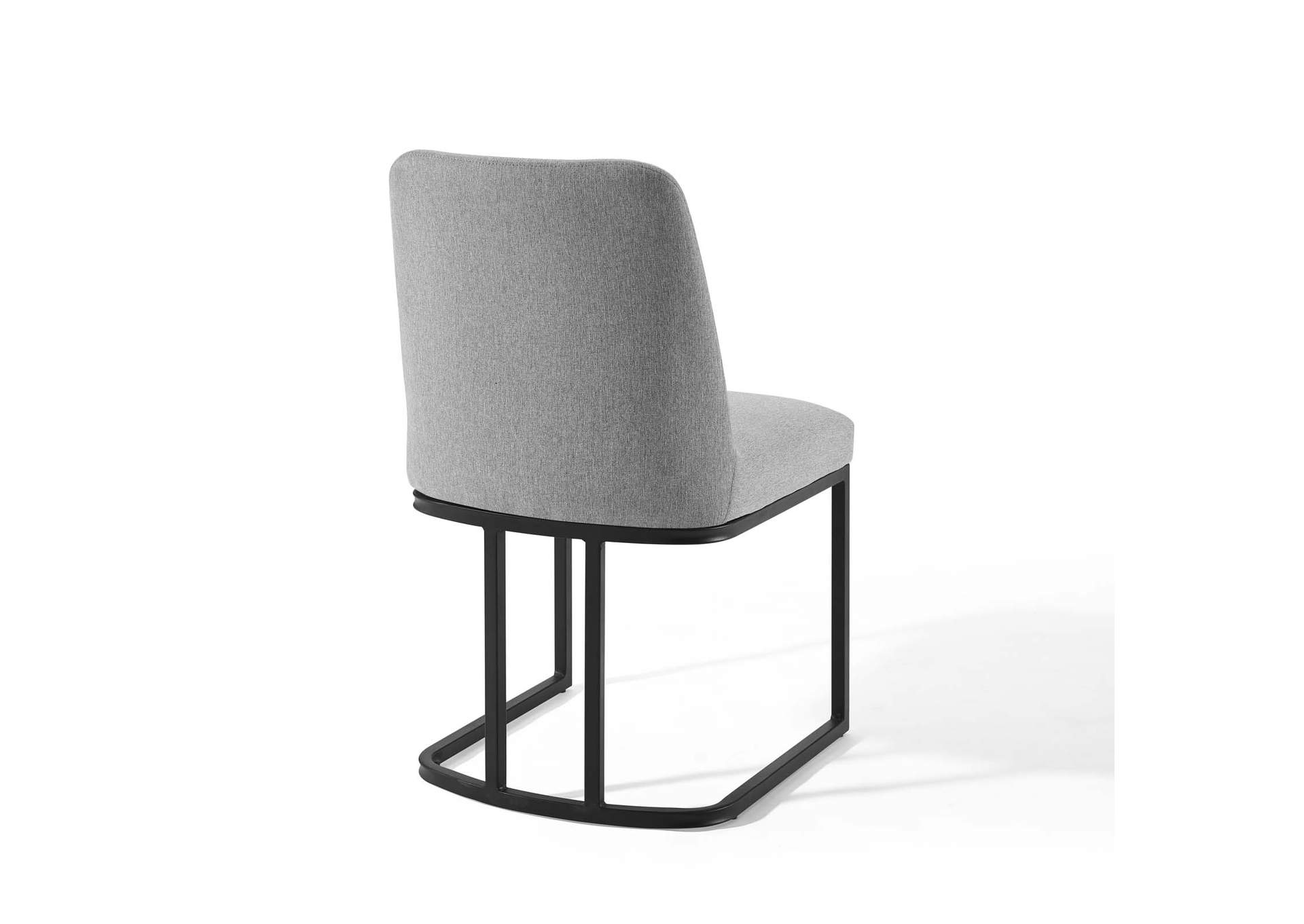 Black Light Gray Amplify Sled Base Upholstered Fabric Dining Side Chair,Modway