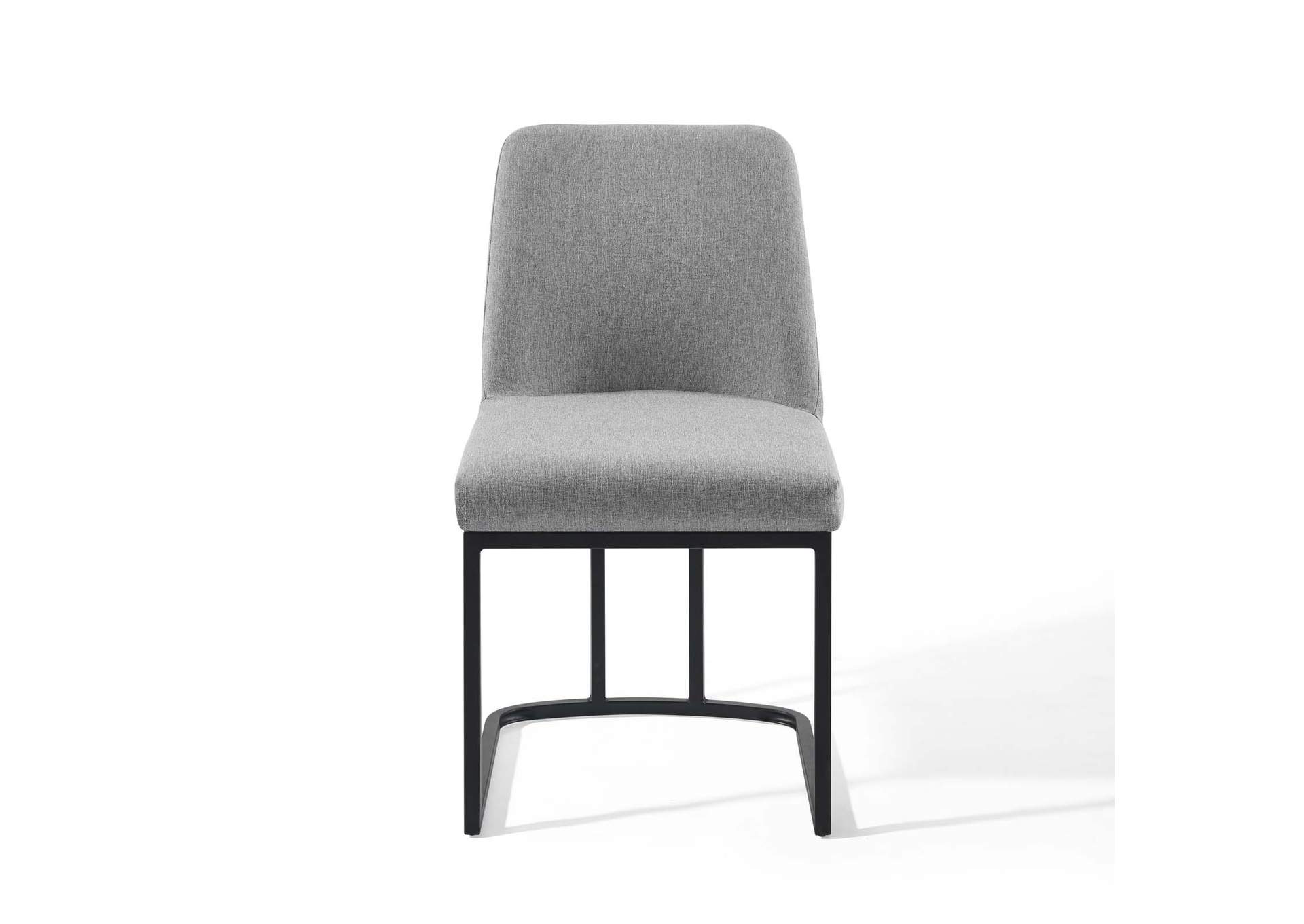 Black Light Gray Amplify Sled Base Upholstered Fabric Dining Side Chair,Modway