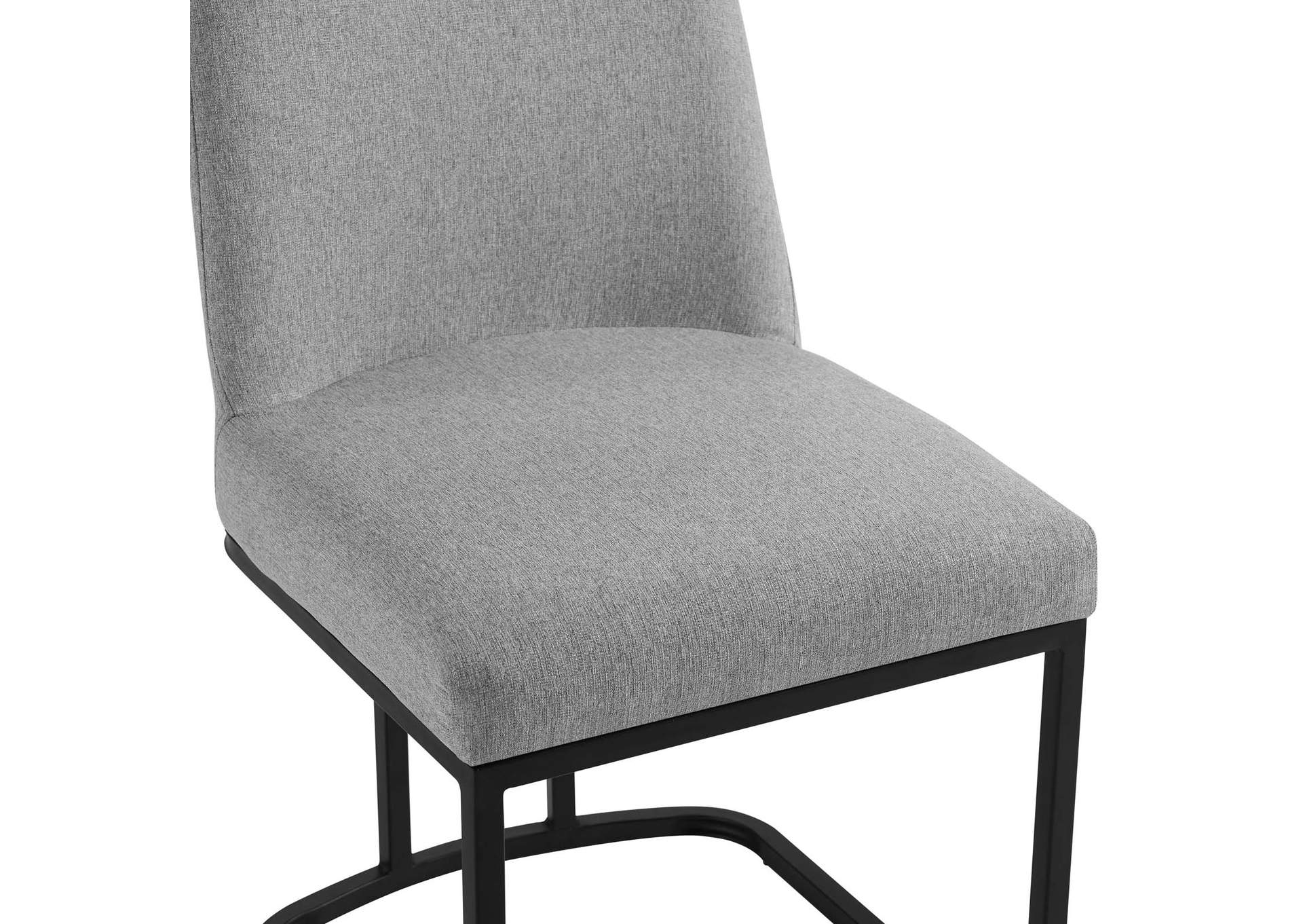 Black Light Gray Amplify Sled Base Upholstered Fabric Dining Side Chair,Modway