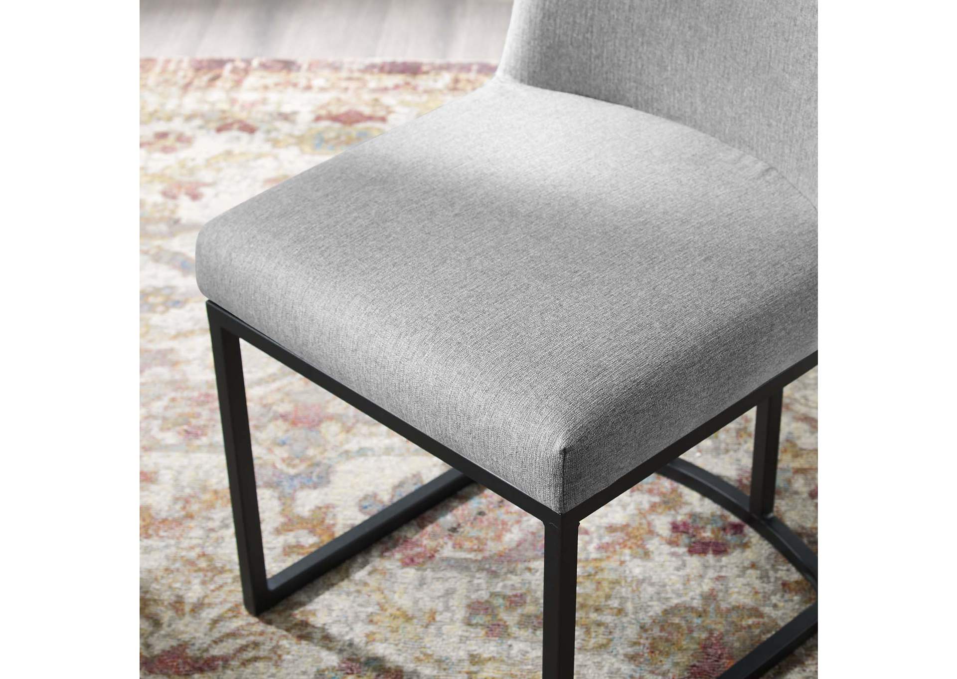 Black Light Gray Amplify Sled Base Upholstered Fabric Dining Side Chair,Modway
