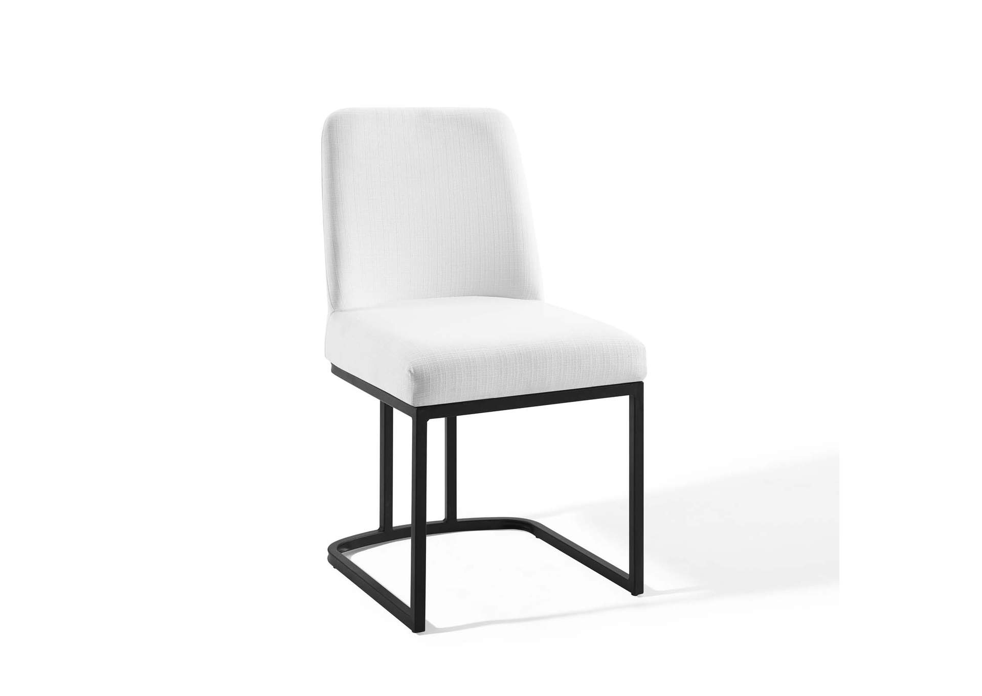 Black White Amplify Sled Base Upholstered Fabric Dining Side Chair,Modway