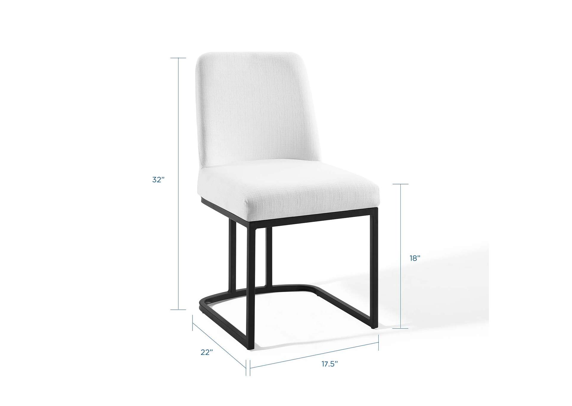 Black White Amplify Sled Base Upholstered Fabric Dining Side Chair,Modway