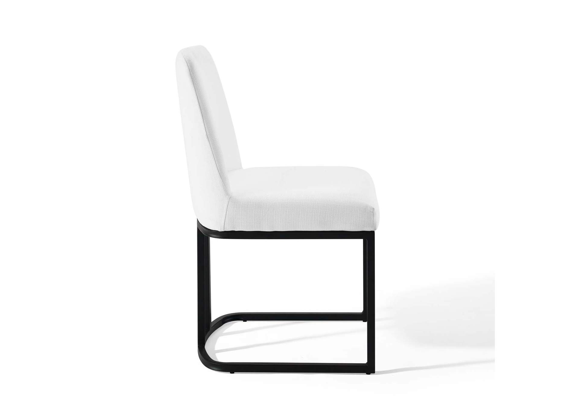 Black White Amplify Sled Base Upholstered Fabric Dining Side Chair,Modway