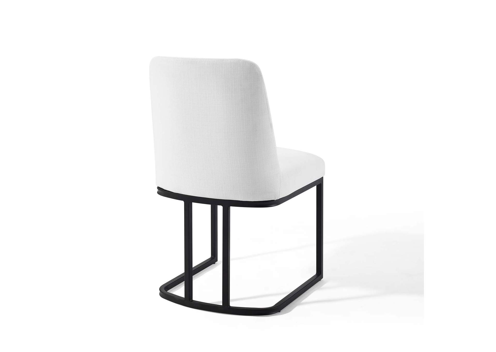 Black White Amplify Sled Base Upholstered Fabric Dining Side Chair,Modway