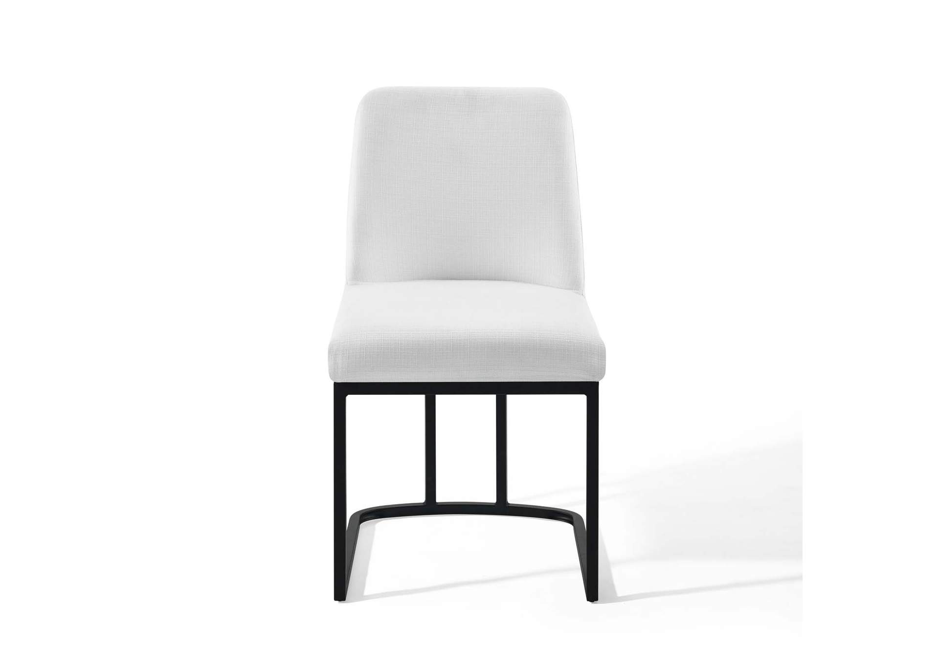 Black White Amplify Sled Base Upholstered Fabric Dining Side Chair,Modway