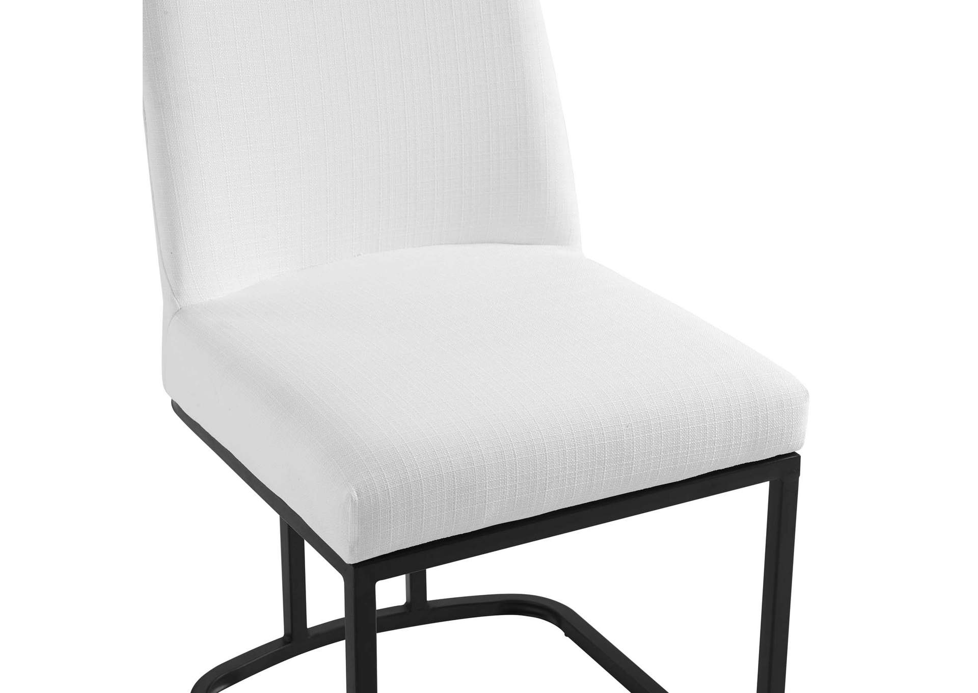Black White Amplify Sled Base Upholstered Fabric Dining Side Chair,Modway