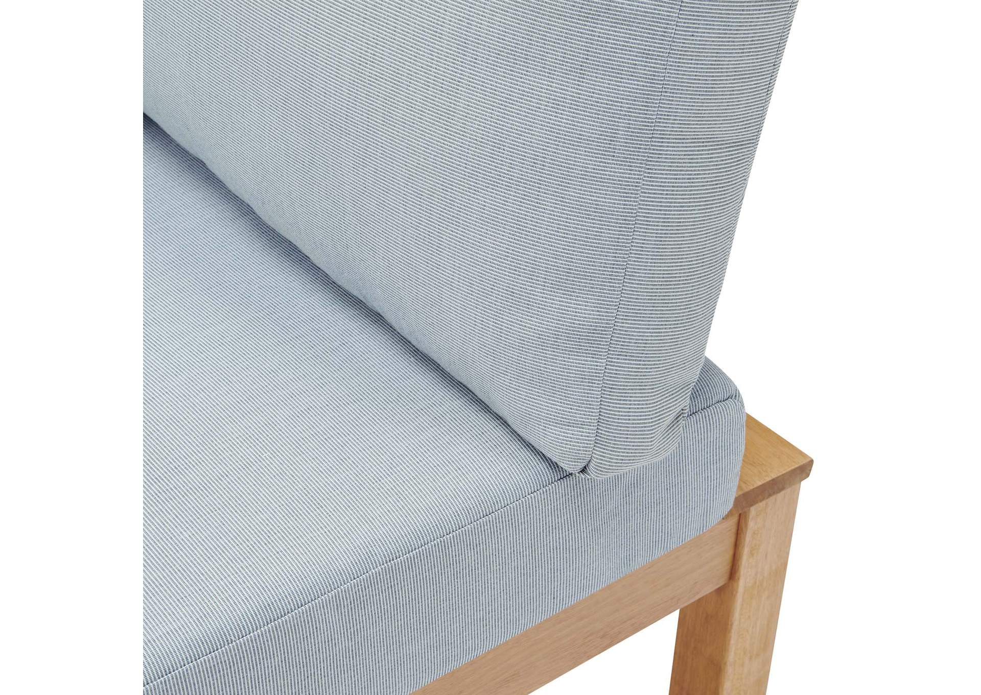 Natural Light Blue Freeport 3 Piece Outdoor Patio Karri Wood Sectional,Modway