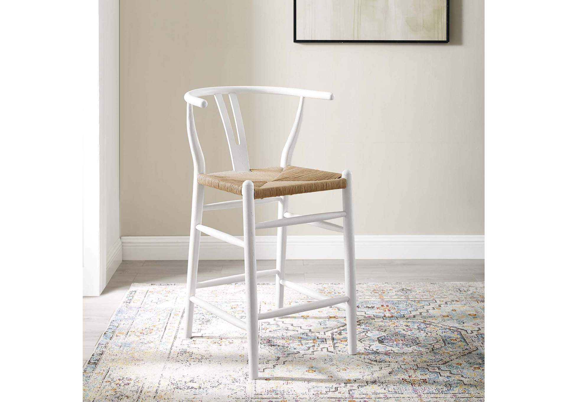 White Amish Wood Counter Stool,Modway