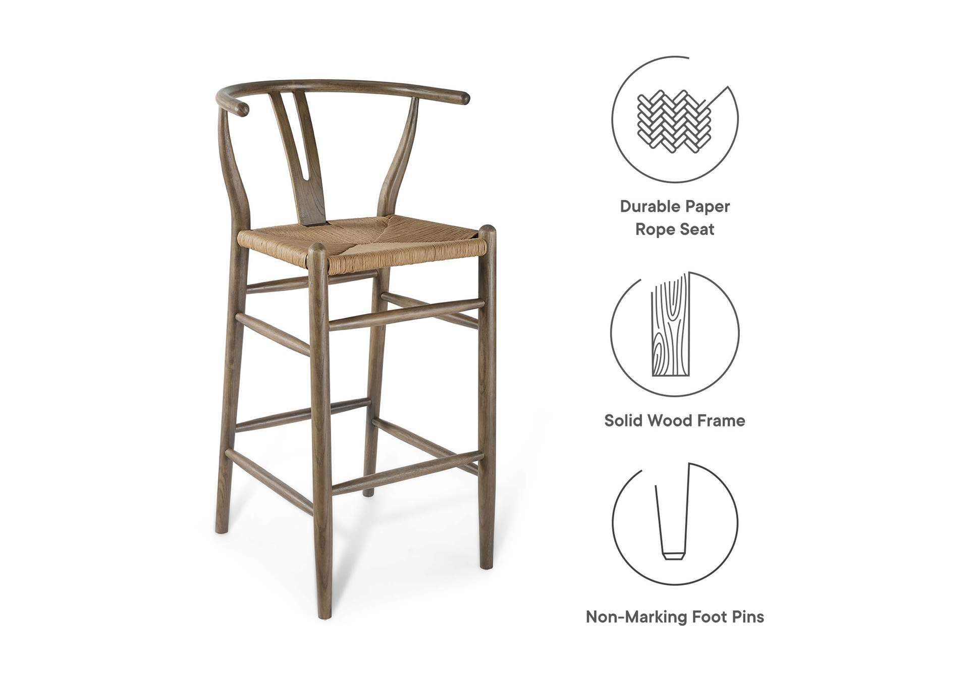 Gray Amish Wood Bar Stool,Modway