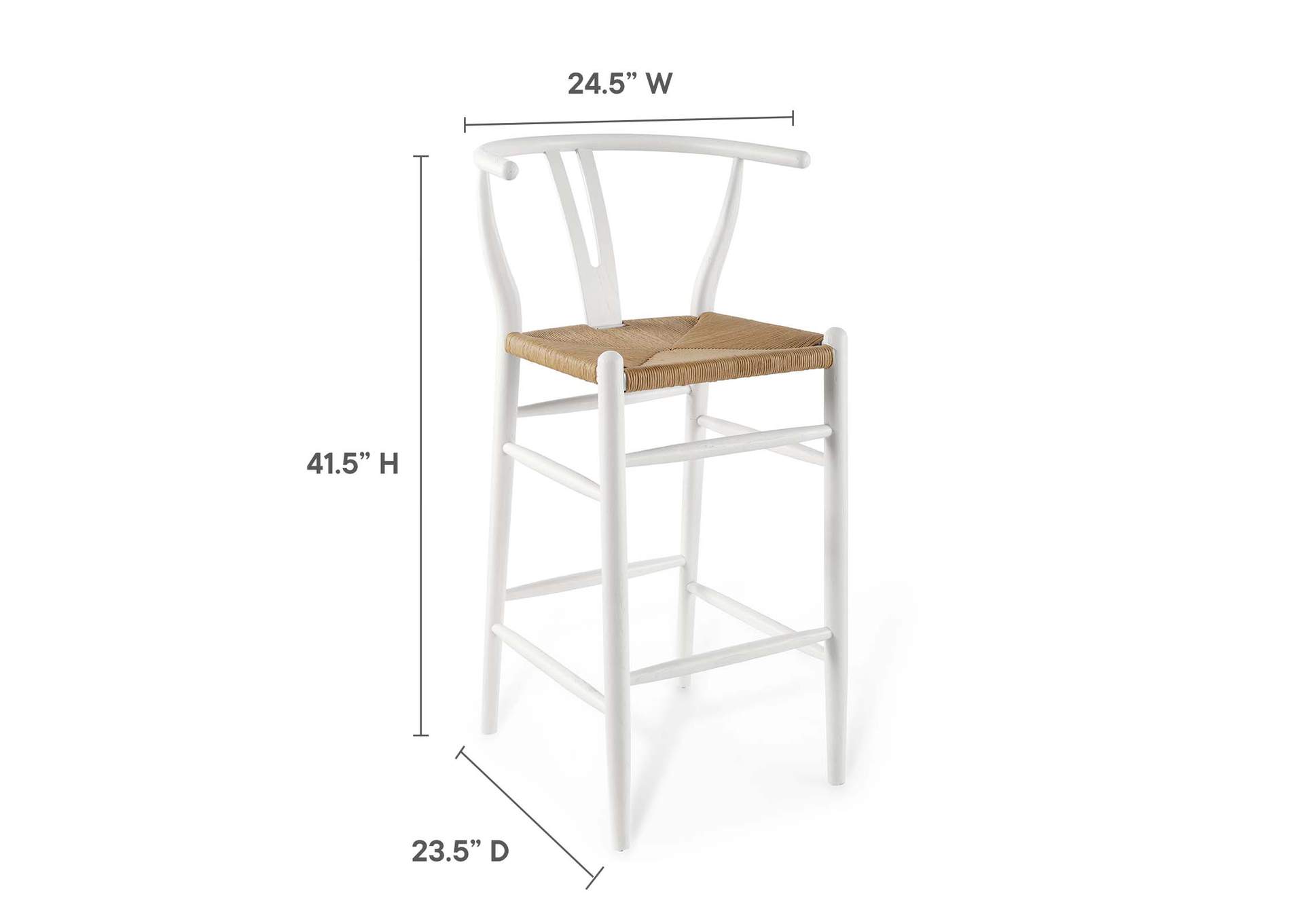 White Amish Wood Bar Stool,Modway