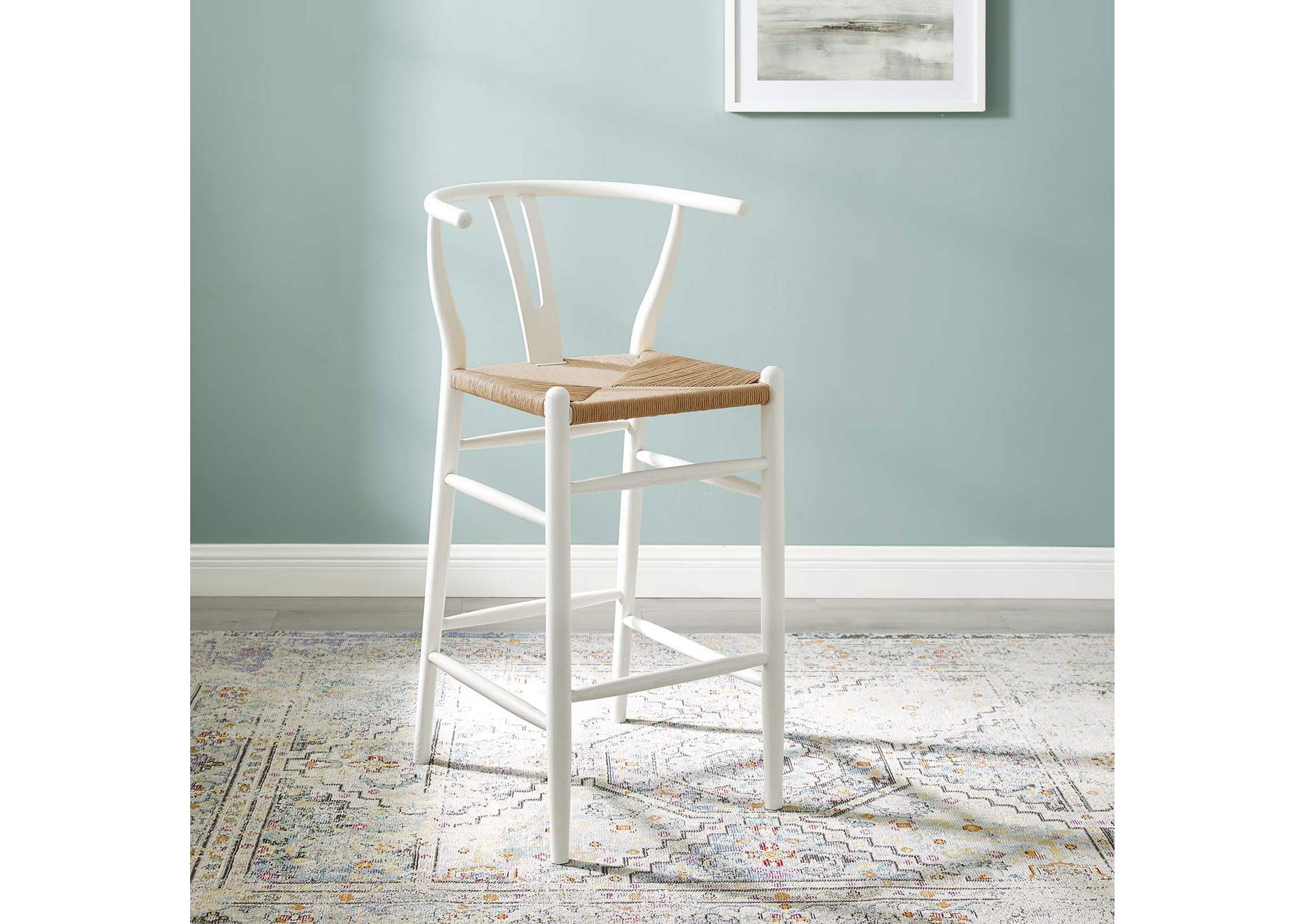 White Amish Wood Bar Stool,Modway