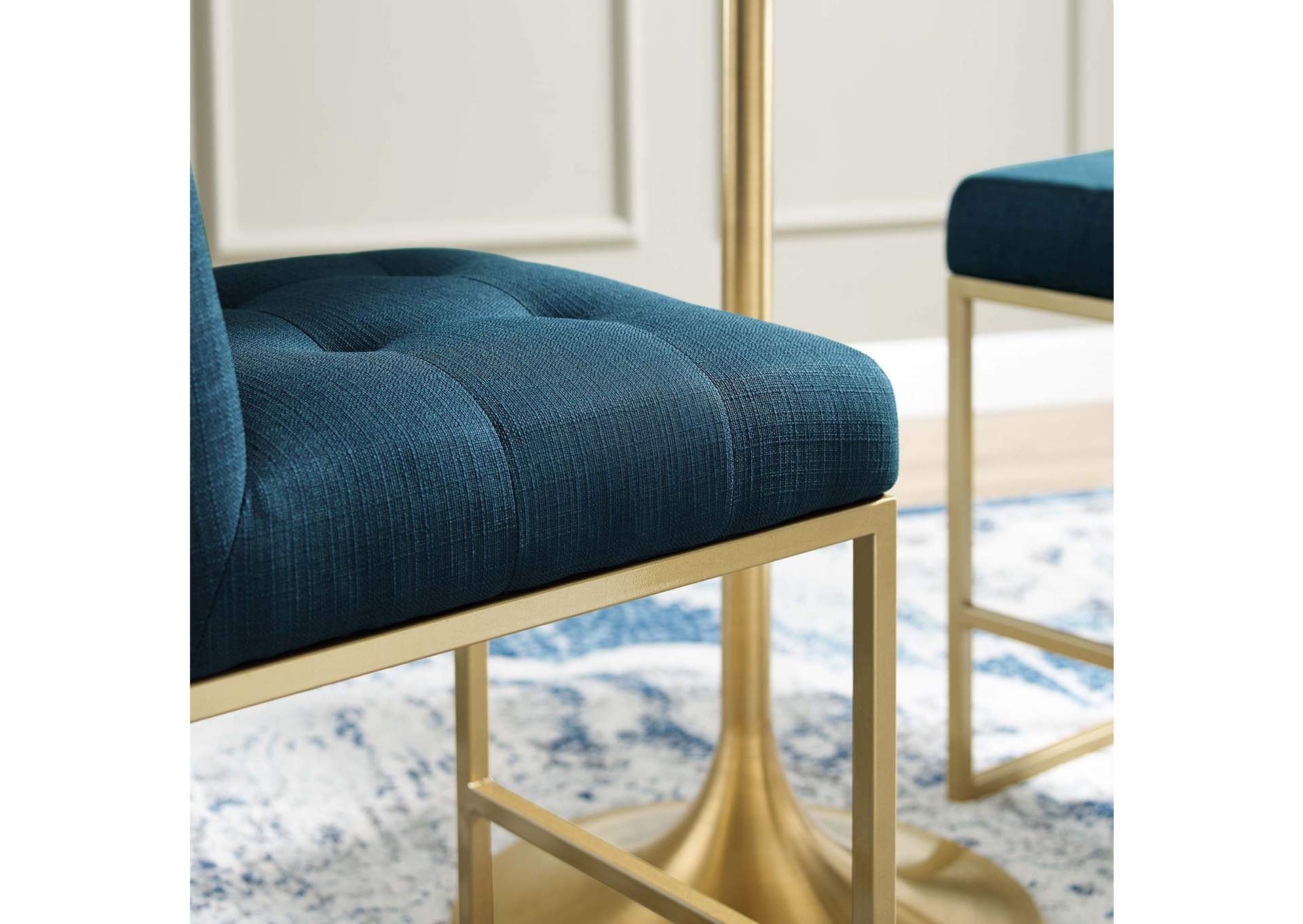 Gold Azure Privy Gold Stainless Steel Upholstered Fabric Counter Stool,Modway
