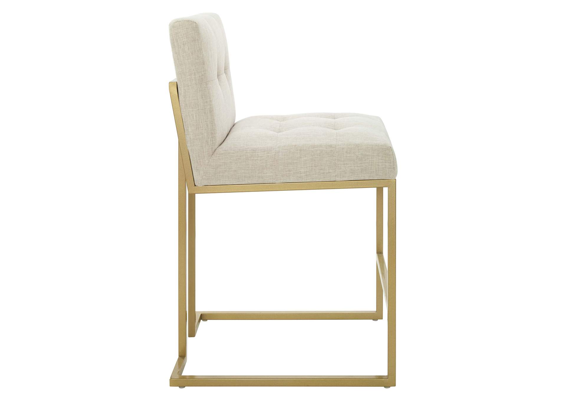 Gold Beige Privy Gold Stainless Steel Upholstered Fabric Counter Stool,Modway