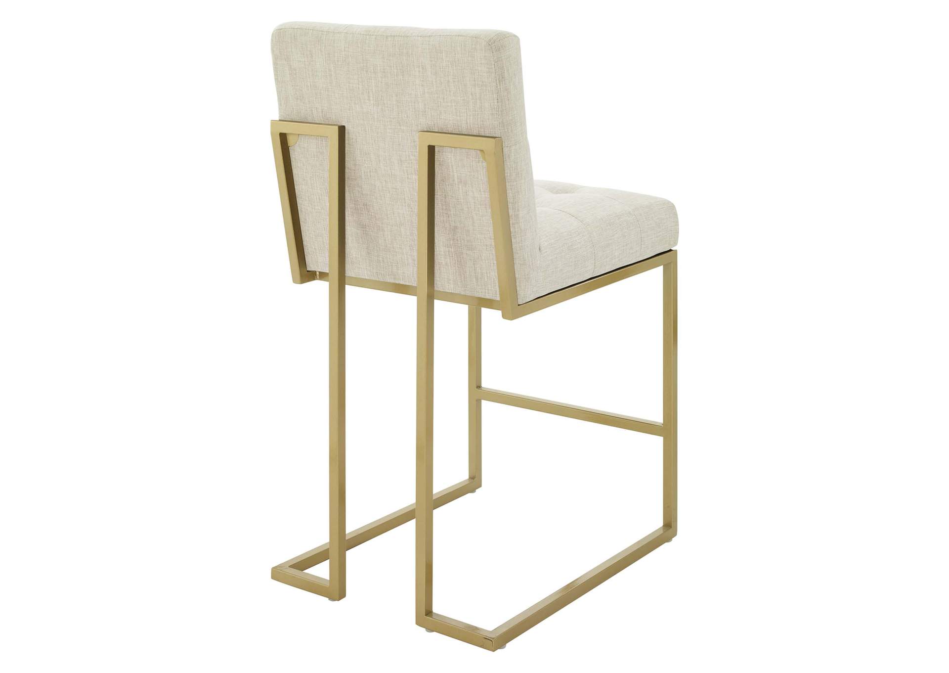 Gold Beige Privy Gold Stainless Steel Upholstered Fabric Counter Stool,Modway