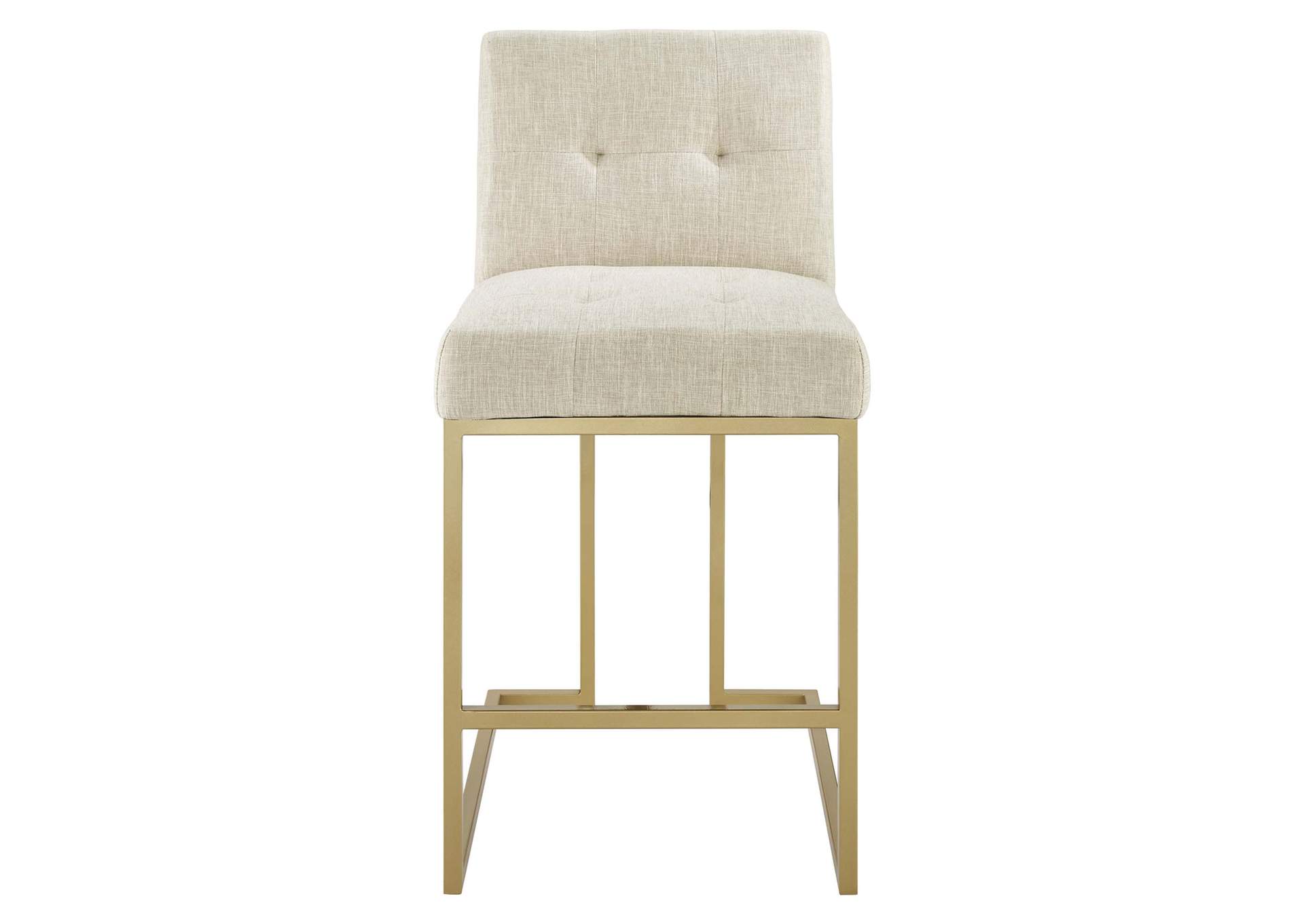 Gold Beige Privy Gold Stainless Steel Upholstered Fabric Counter Stool,Modway