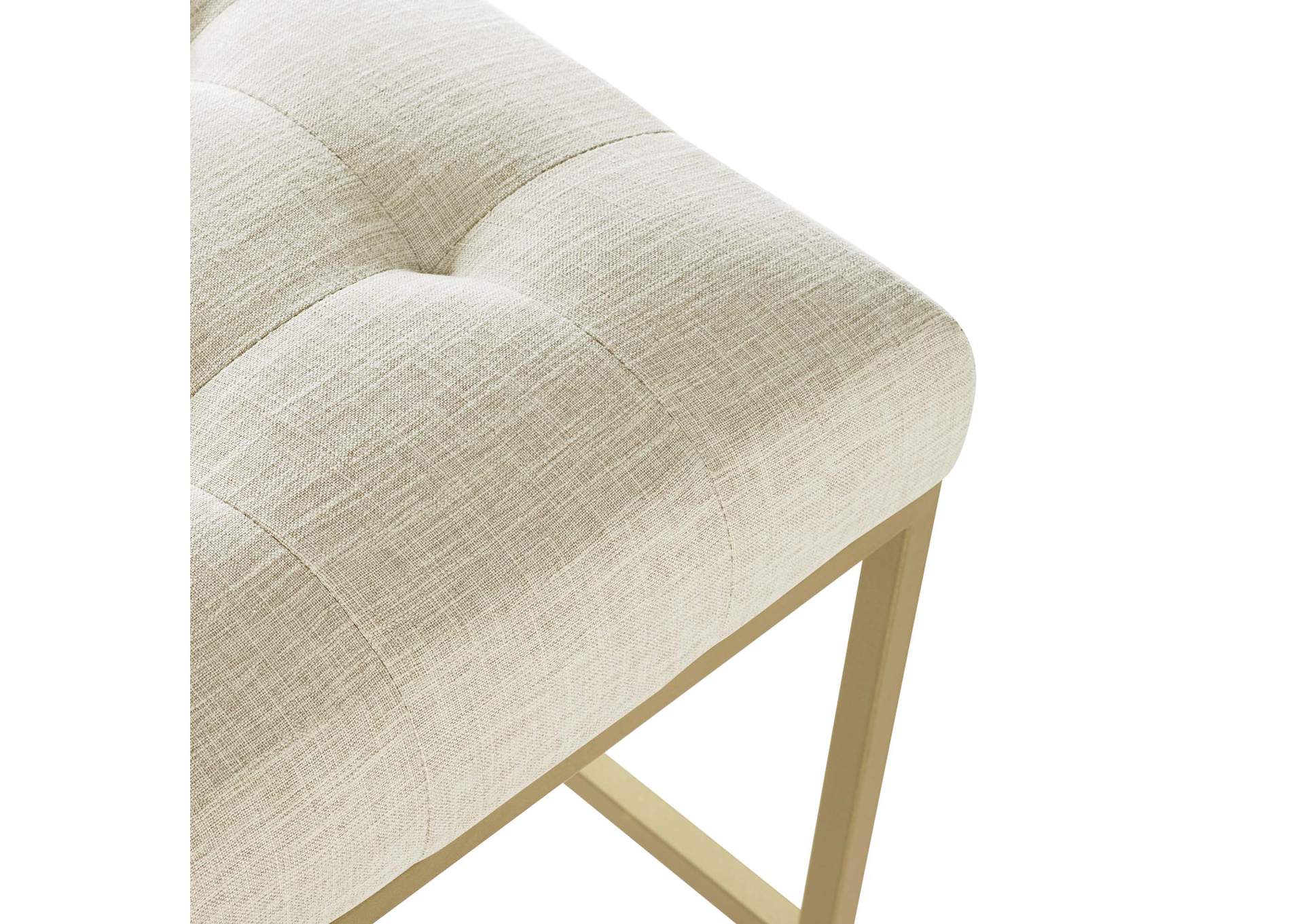 Gold Beige Privy Gold Stainless Steel Upholstered Fabric Counter Stool,Modway