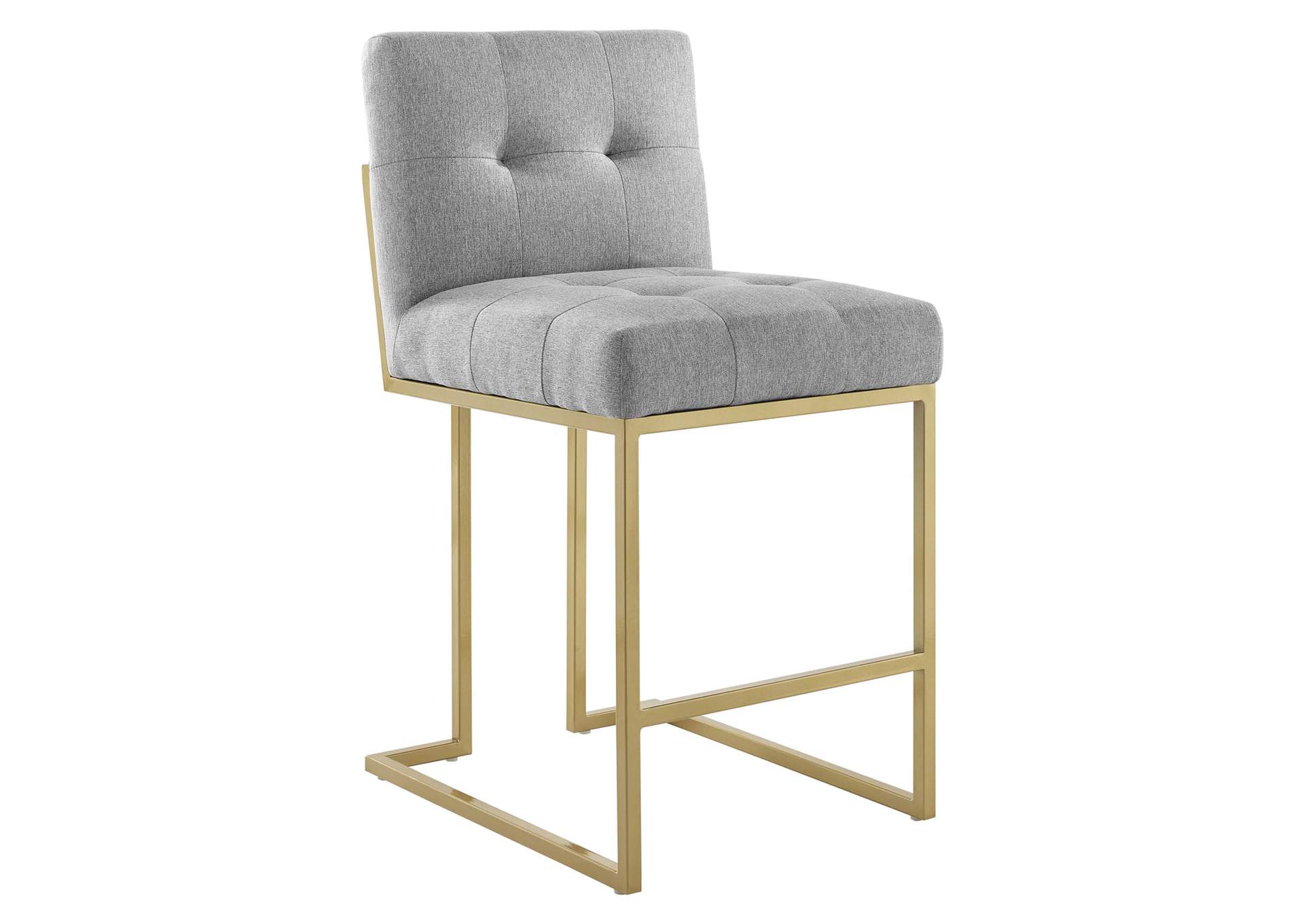 Gold Light Gray Privy Gold Stainless Steel Upholstered Fabric Counter Stool,Modway
