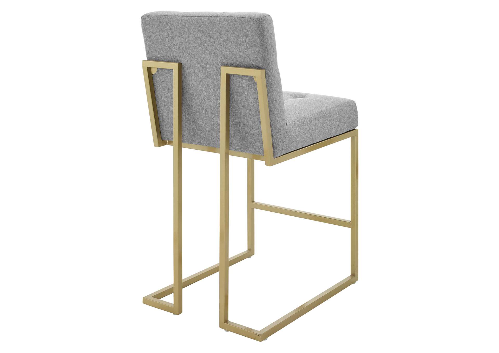 Gold Light Gray Privy Gold Stainless Steel Upholstered Fabric Counter Stool,Modway