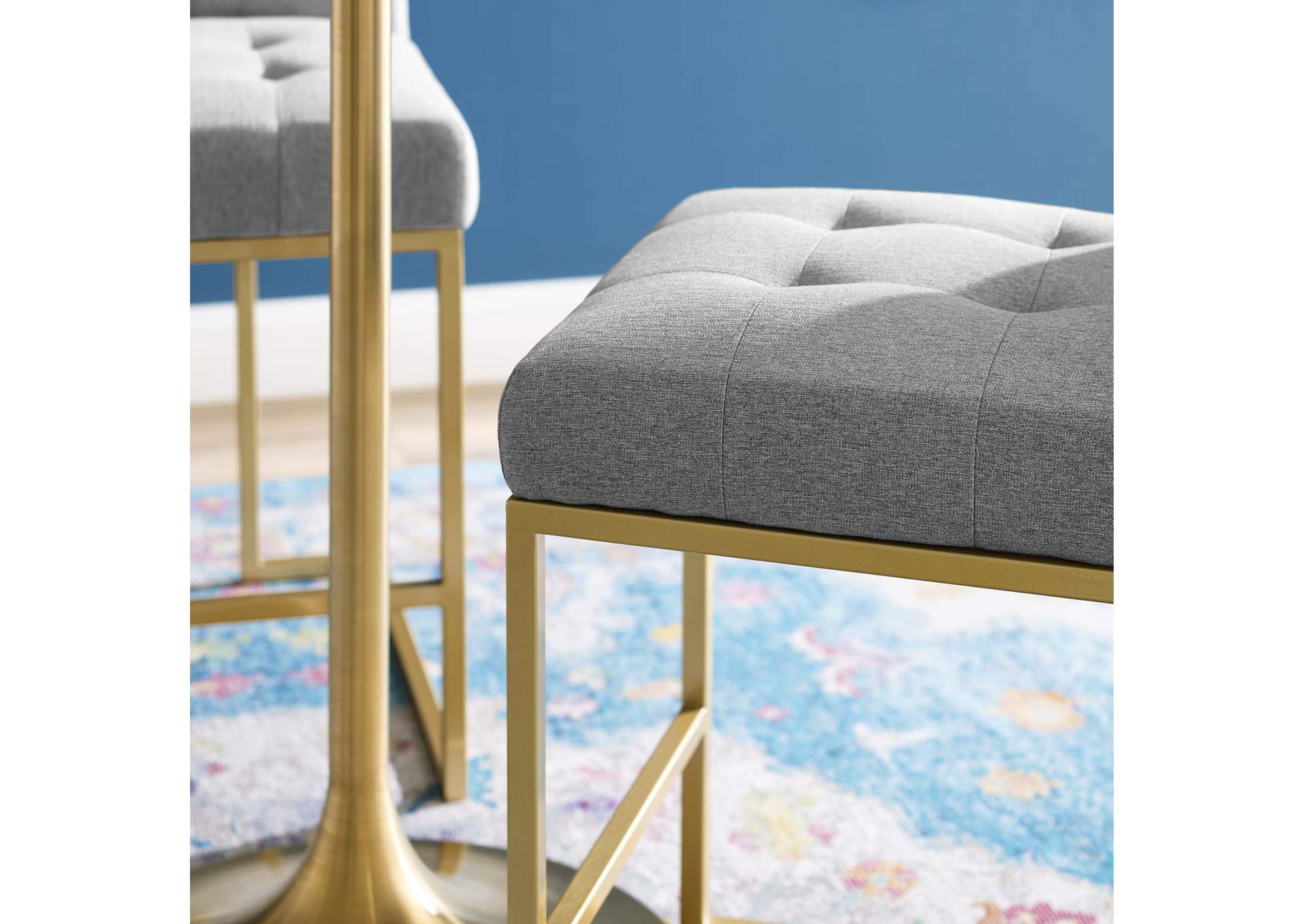 Gold Light Gray Privy Gold Stainless Steel Upholstered Fabric Counter Stool,Modway