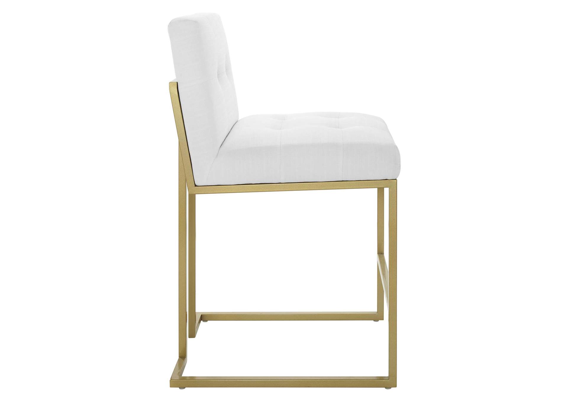 Gold White Privy Gold Stainless Steel Upholstered Fabric Counter Stool,Modway