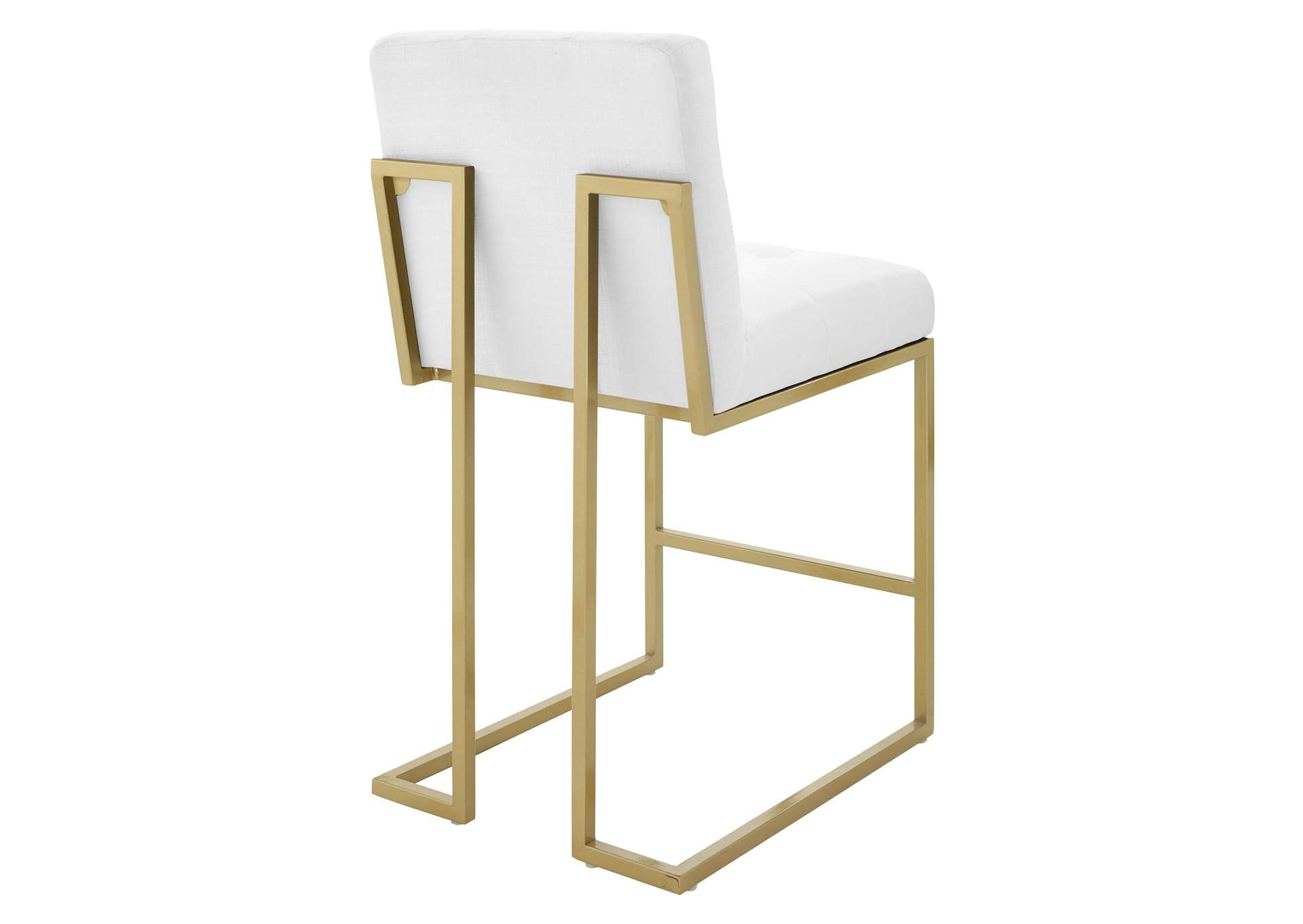 Gold White Privy Gold Stainless Steel Upholstered Fabric Counter Stool,Modway