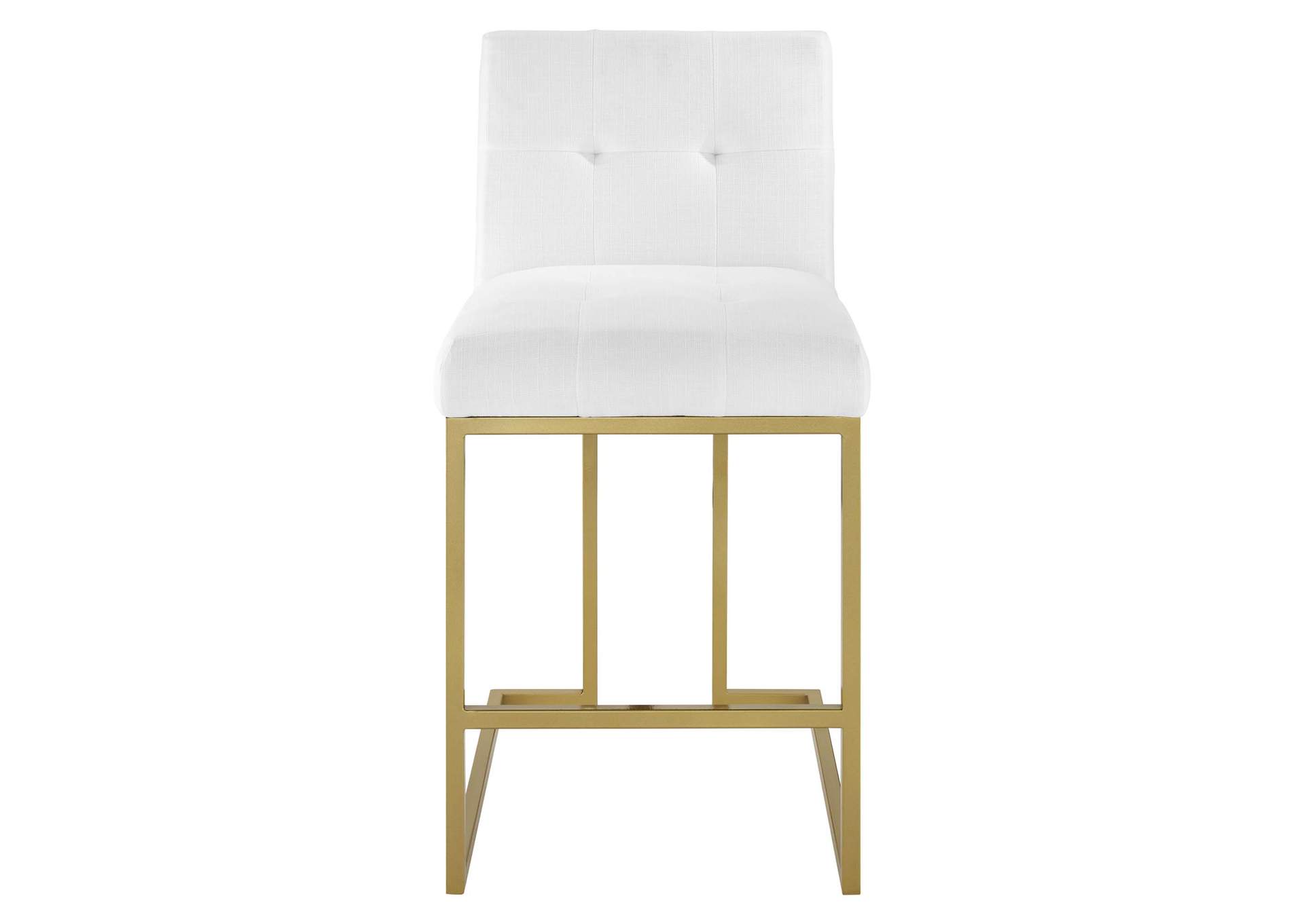 Gold White Privy Gold Stainless Steel Upholstered Fabric Counter Stool,Modway