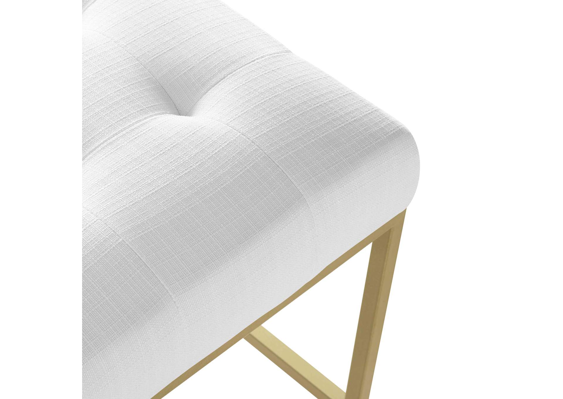 Gold White Privy Gold Stainless Steel Upholstered Fabric Counter Stool,Modway