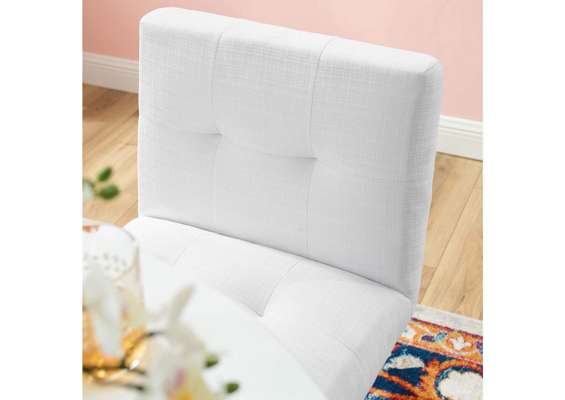 Gold White Privy Gold Stainless Steel Upholstered Fabric Counter Stool,Modway