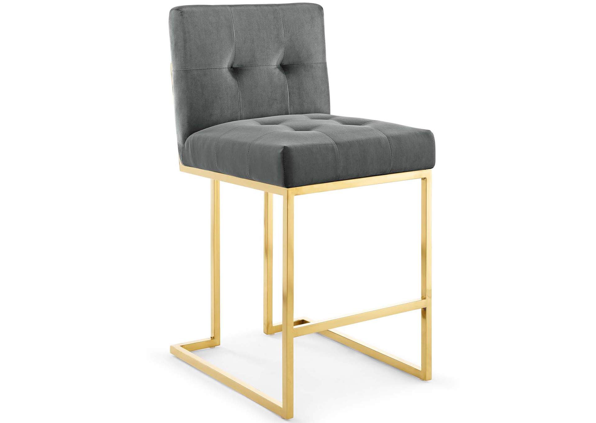 Gold Charcoal Privy Gold Stainless Steel Performance Velvet Counter Stool,Modway