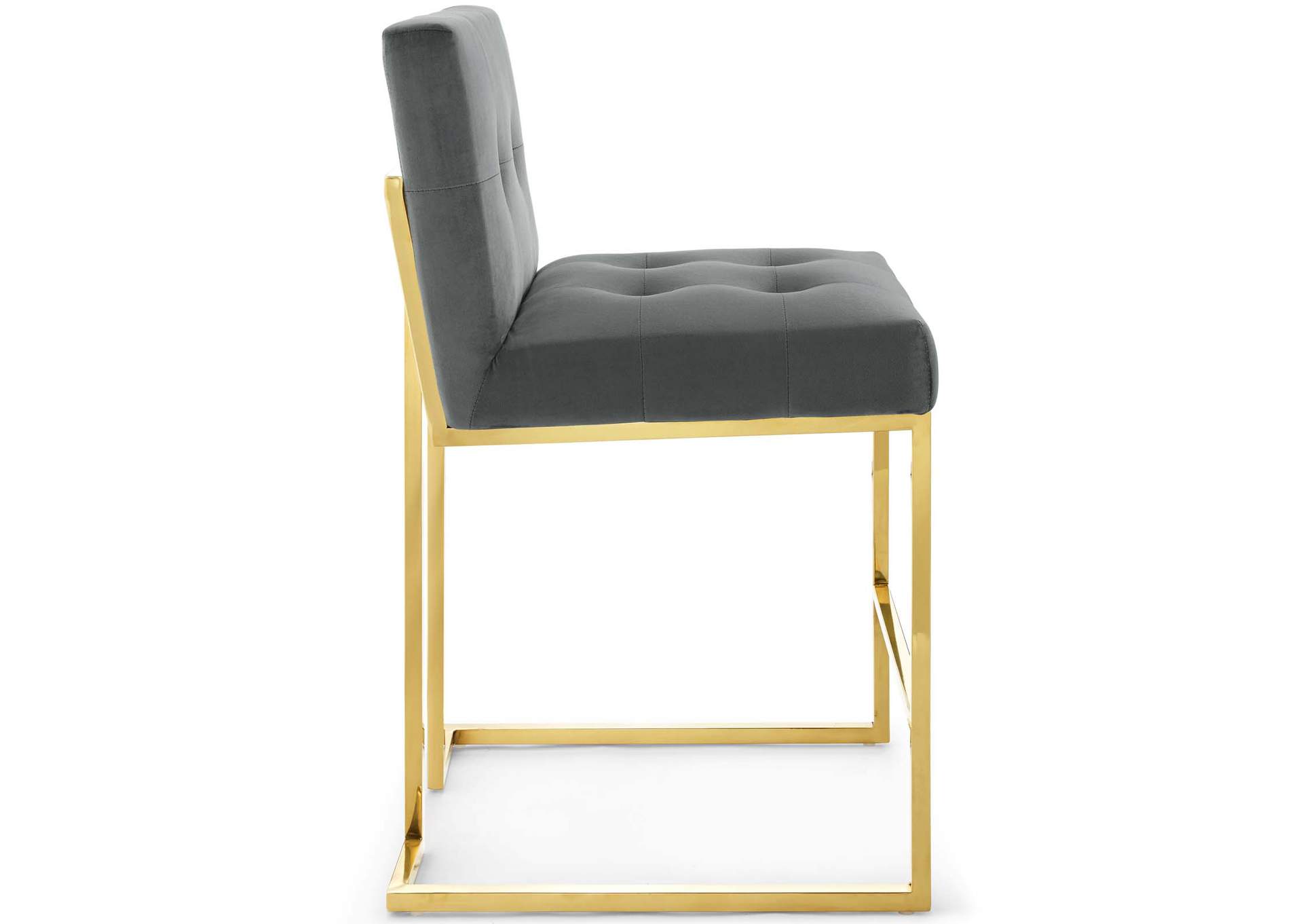 Gold Charcoal Privy Gold Stainless Steel Performance Velvet Counter Stool,Modway