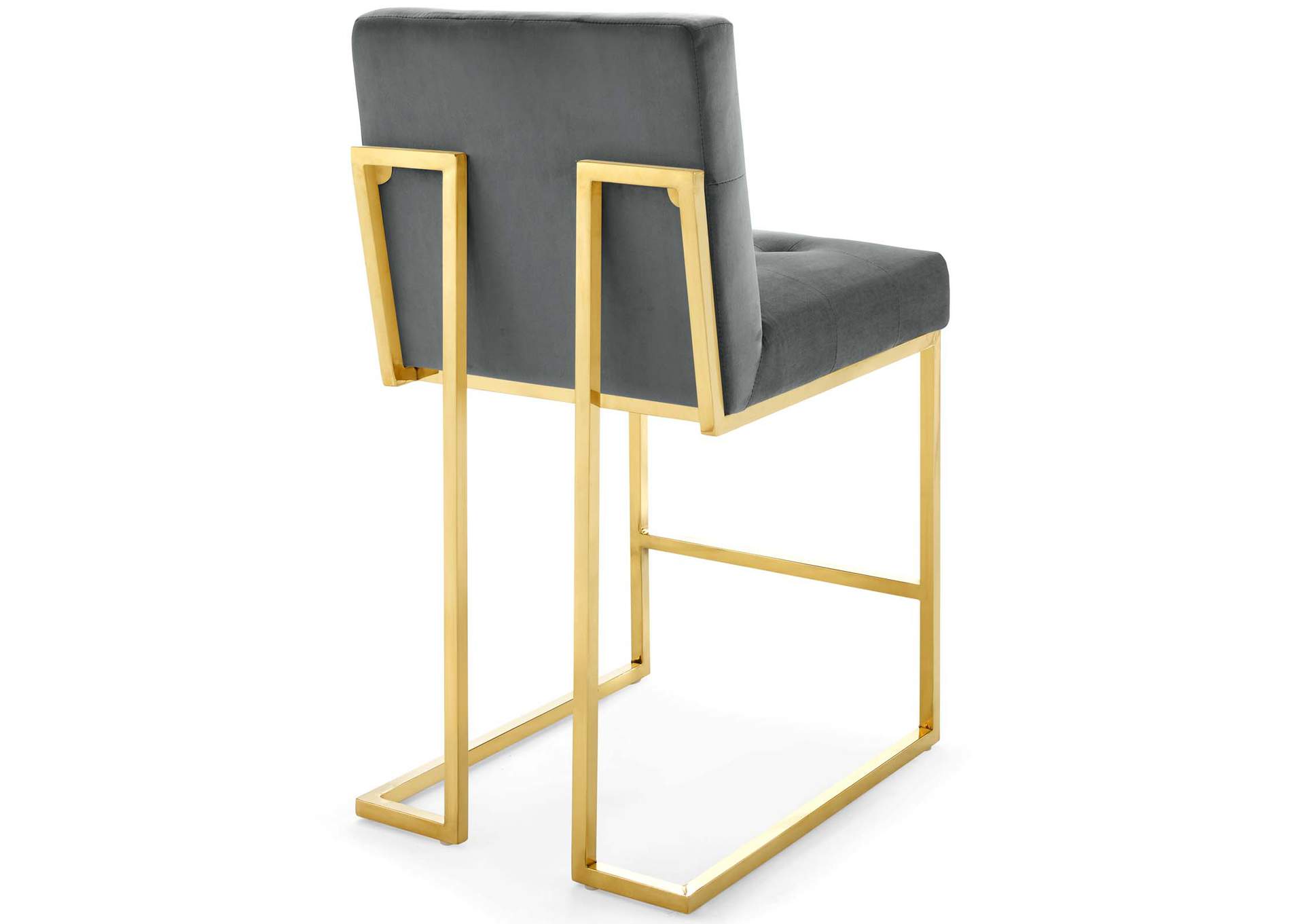 Gold Charcoal Privy Gold Stainless Steel Performance Velvet Counter Stool,Modway