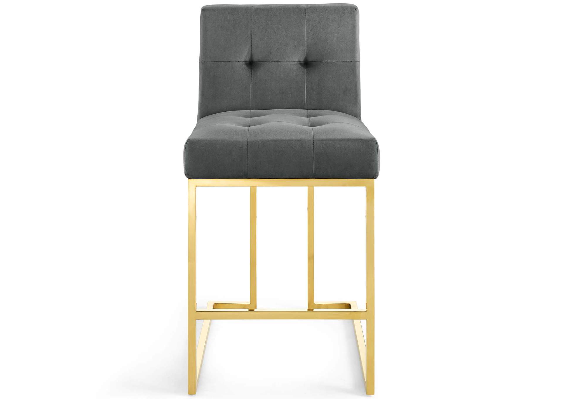 Gold Charcoal Privy Gold Stainless Steel Performance Velvet Counter Stool,Modway