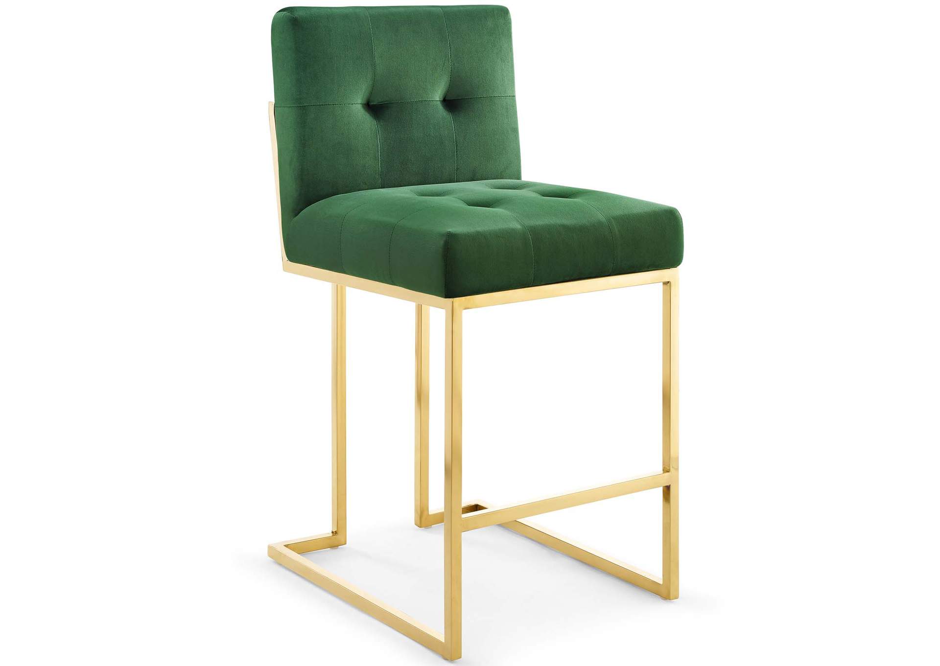 Gold Emerald Privy Gold Stainless Steel Performance Velvet Counter Stool,Modway