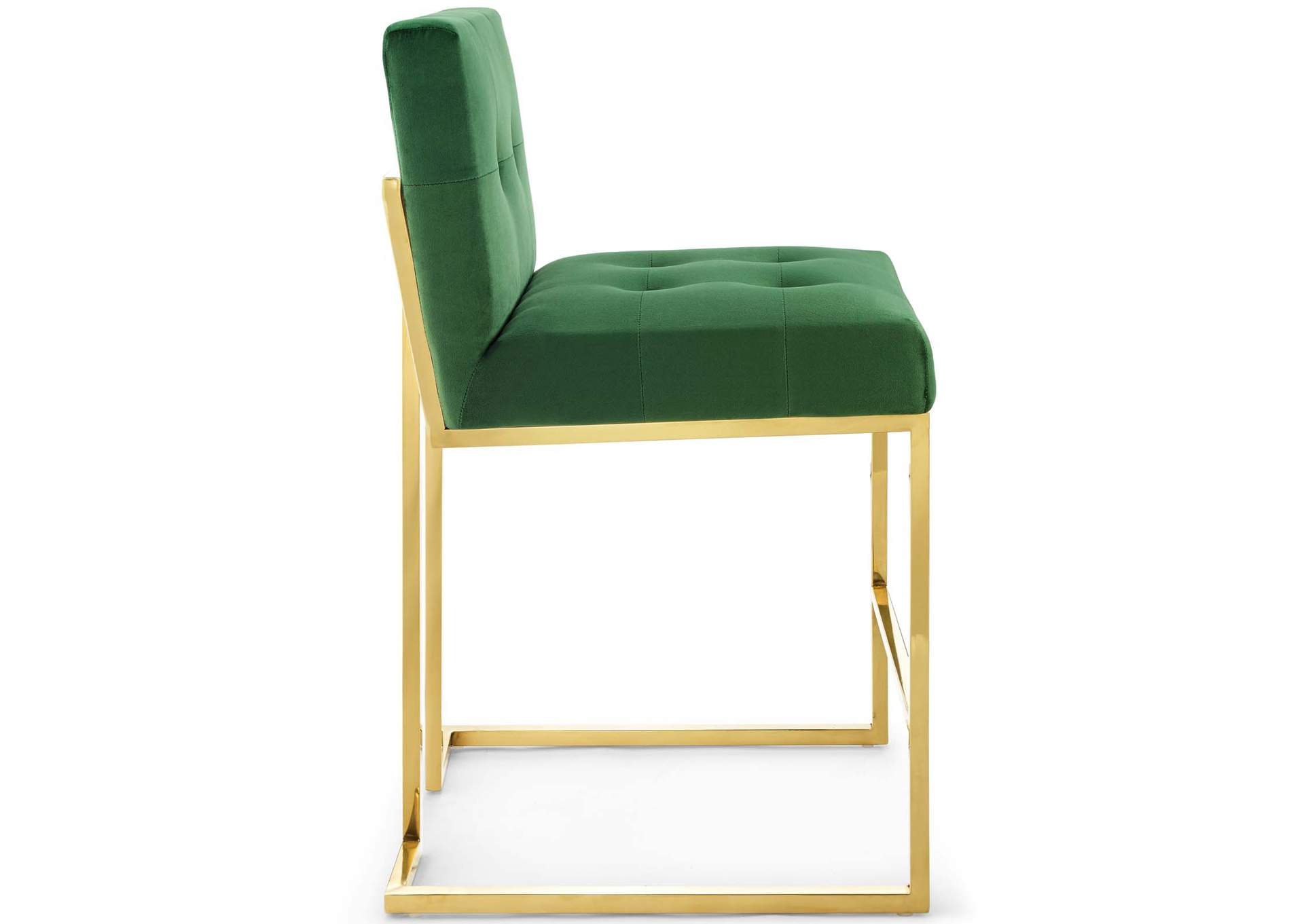 Gold Emerald Privy Gold Stainless Steel Performance Velvet Counter Stool,Modway