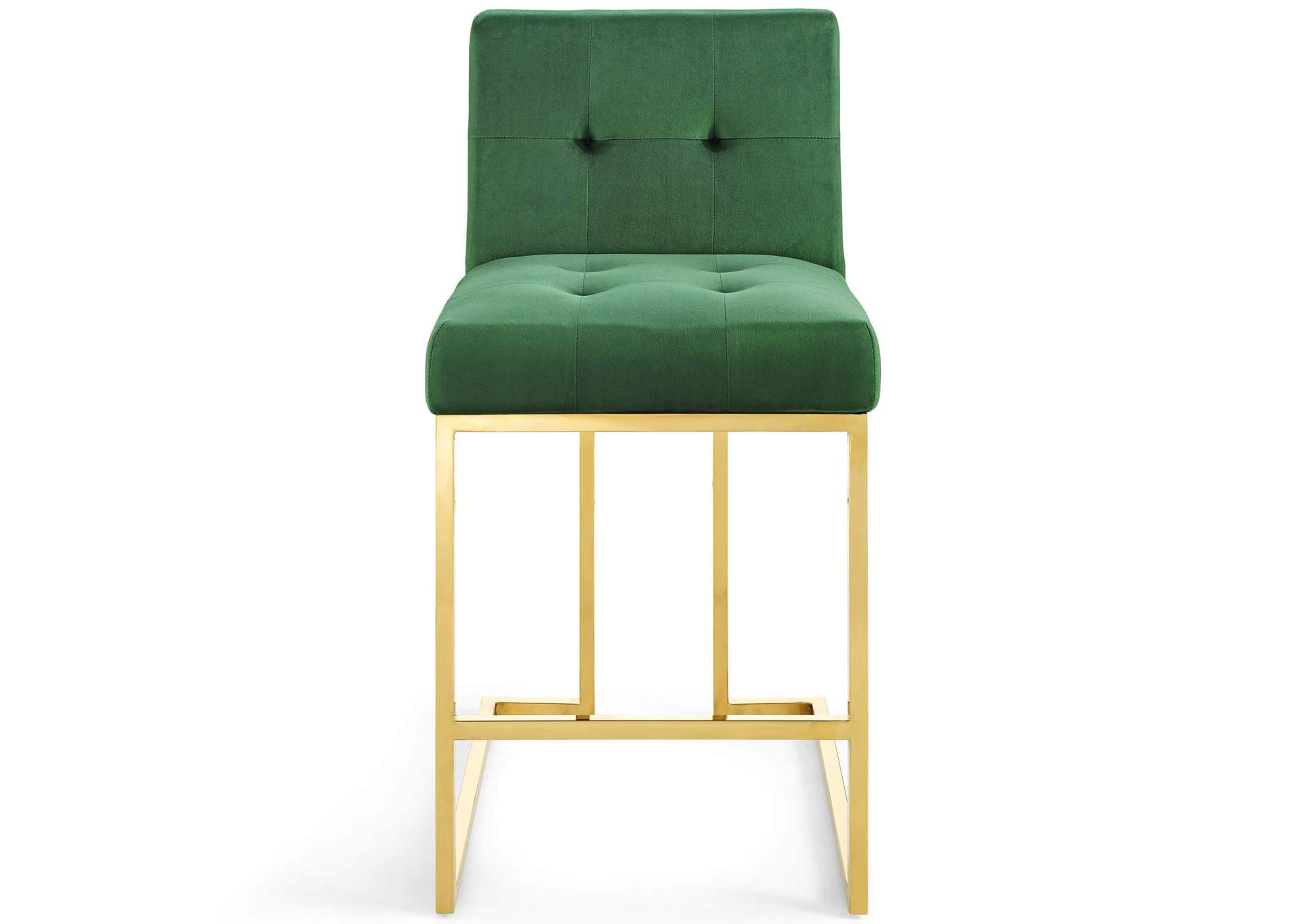 Gold Emerald Privy Gold Stainless Steel Performance Velvet Counter Stool,Modway