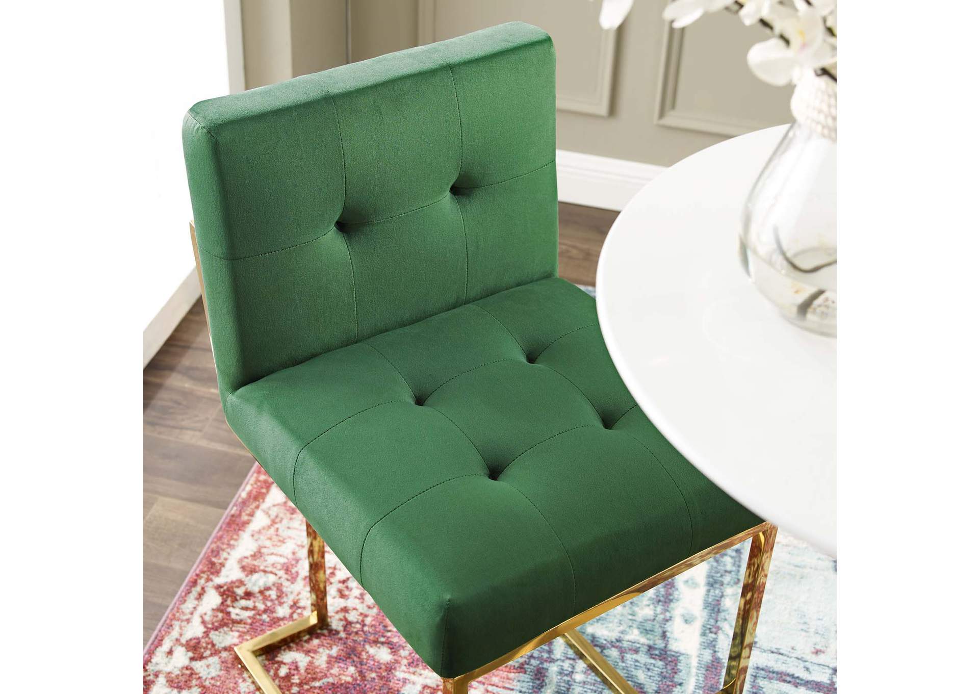 Gold Emerald Privy Gold Stainless Steel Performance Velvet Counter Stool,Modway
