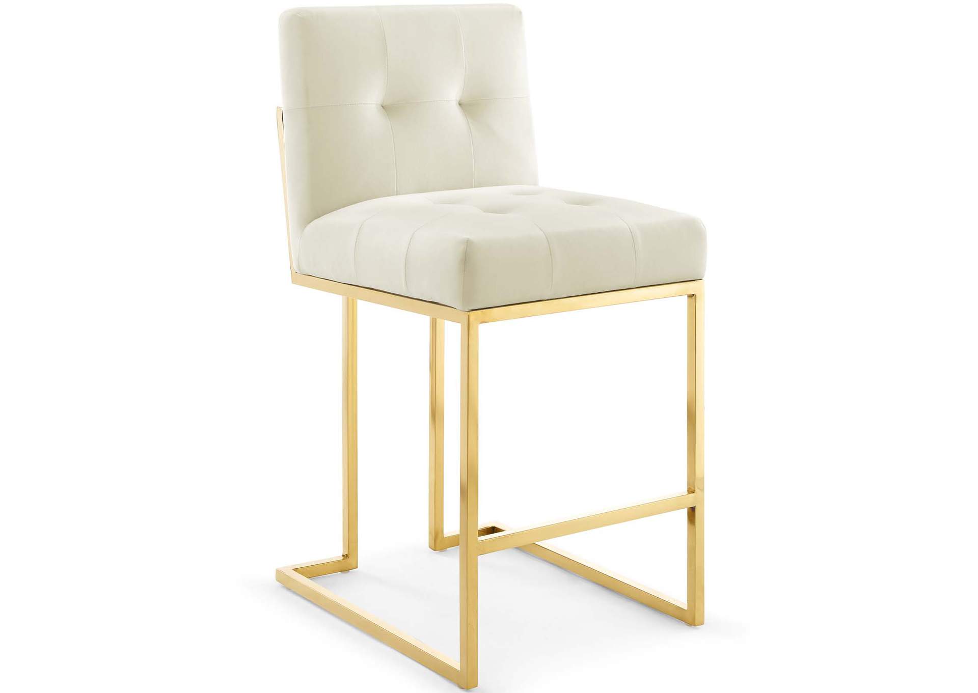 Gold Ivory Privy Gold Stainless Steel Performance Velvet Counter Stool,Modway