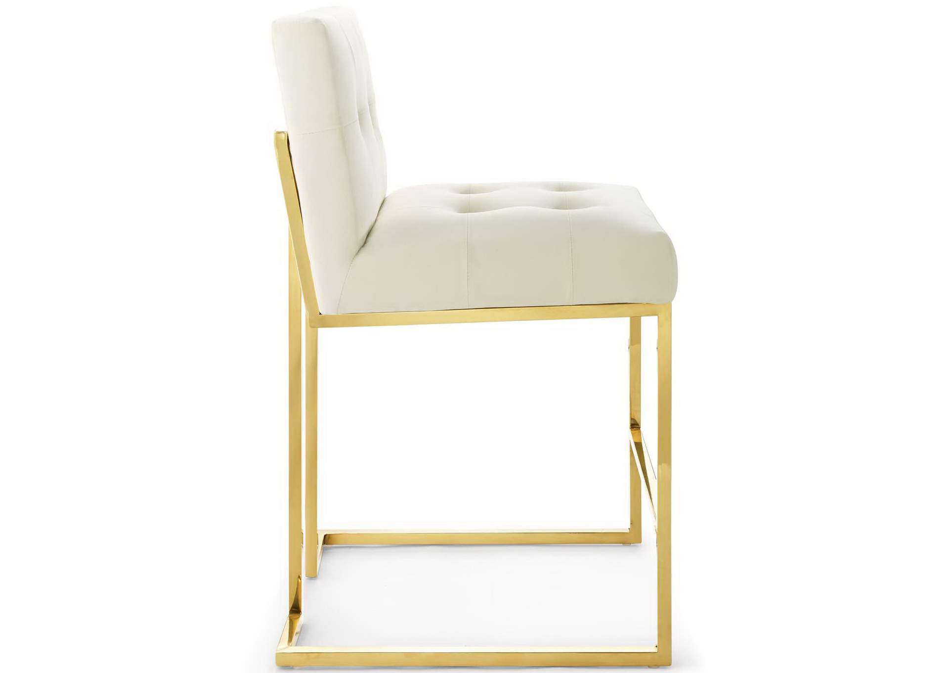 Gold Ivory Privy Gold Stainless Steel Performance Velvet Counter Stool,Modway
