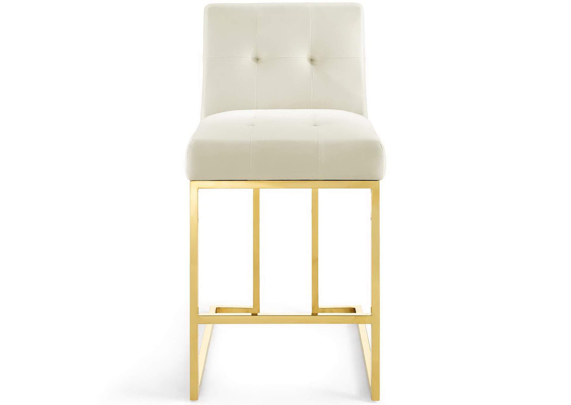 Gold Ivory Privy Gold Stainless Steel Performance Velvet Counter Stool,Modway