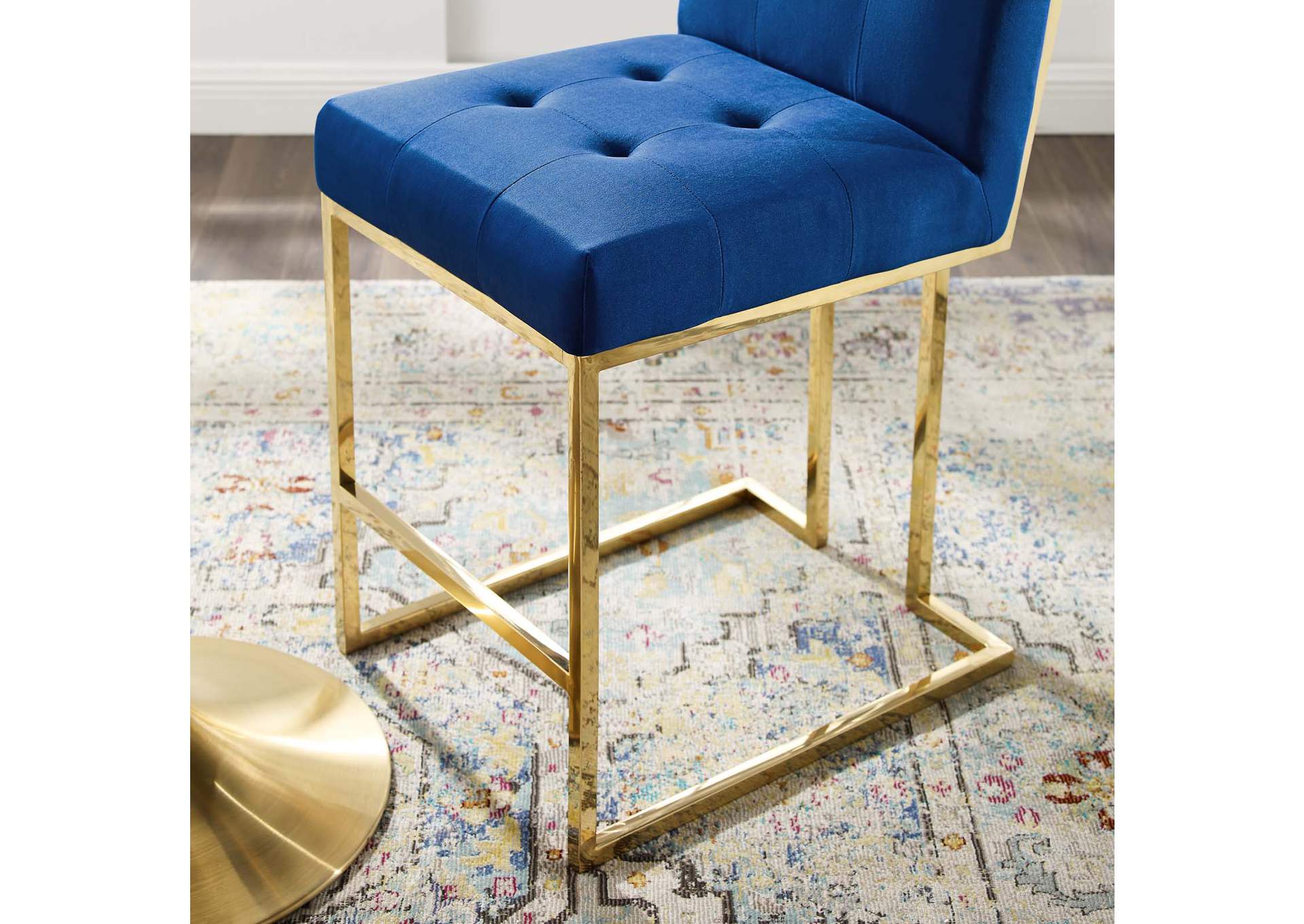 Gold Navy Privy Gold Stainless Steel Performance Velvet Counter Stool,Modway