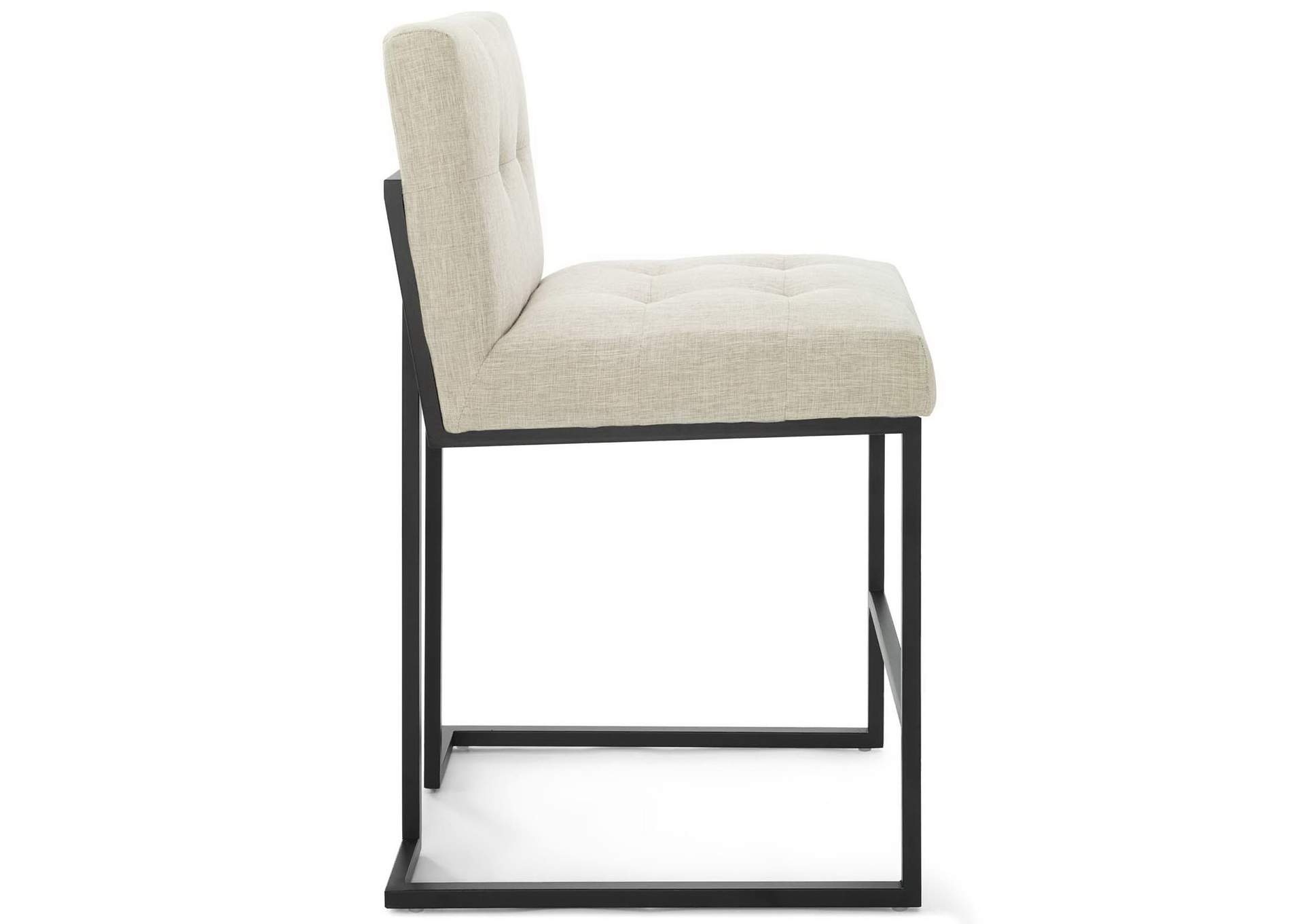 Black Beige Privy Black Stainless Steel Upholstered Fabric Counter Stool,Modway