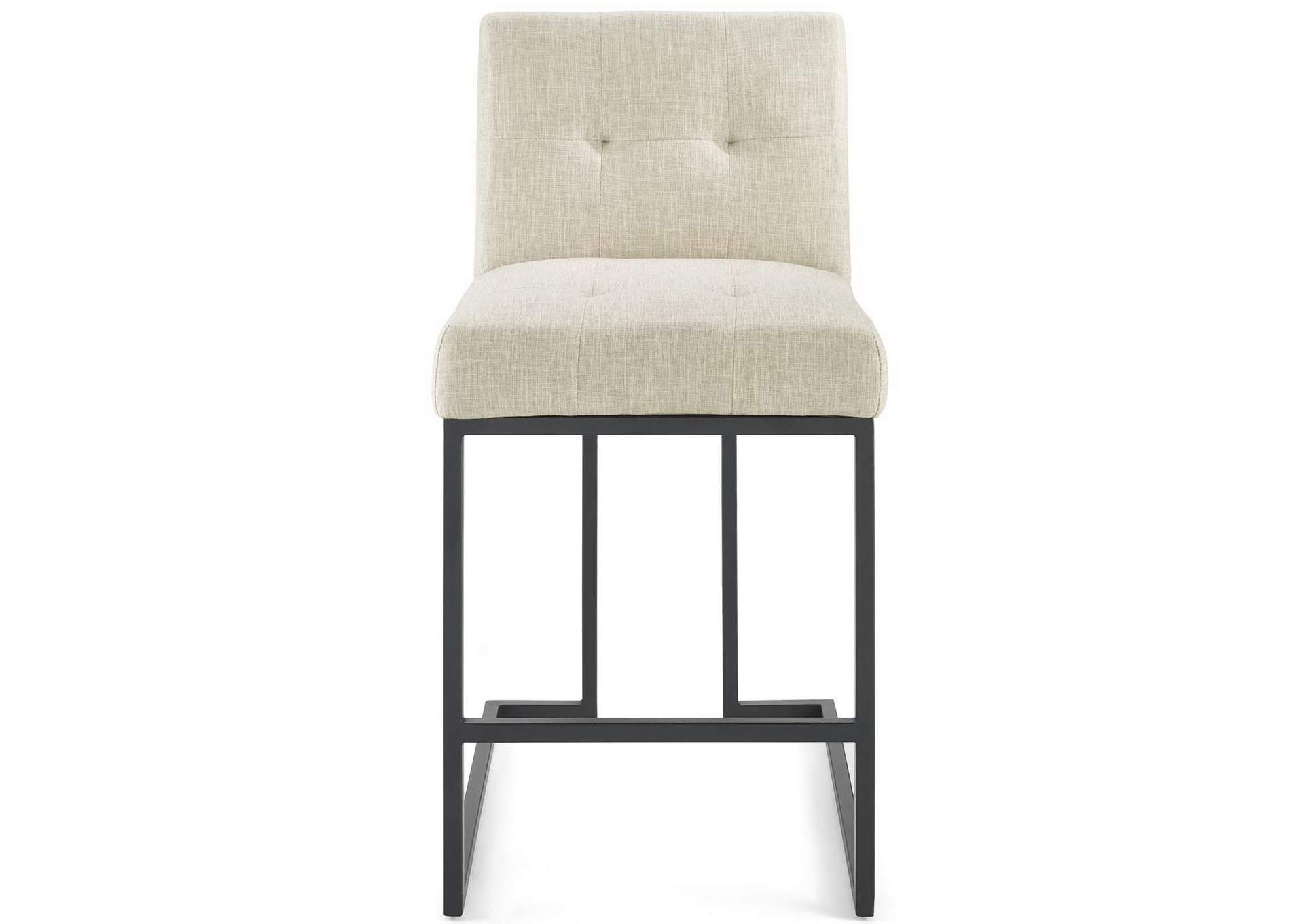 Black Beige Privy Black Stainless Steel Upholstered Fabric Counter Stool,Modway