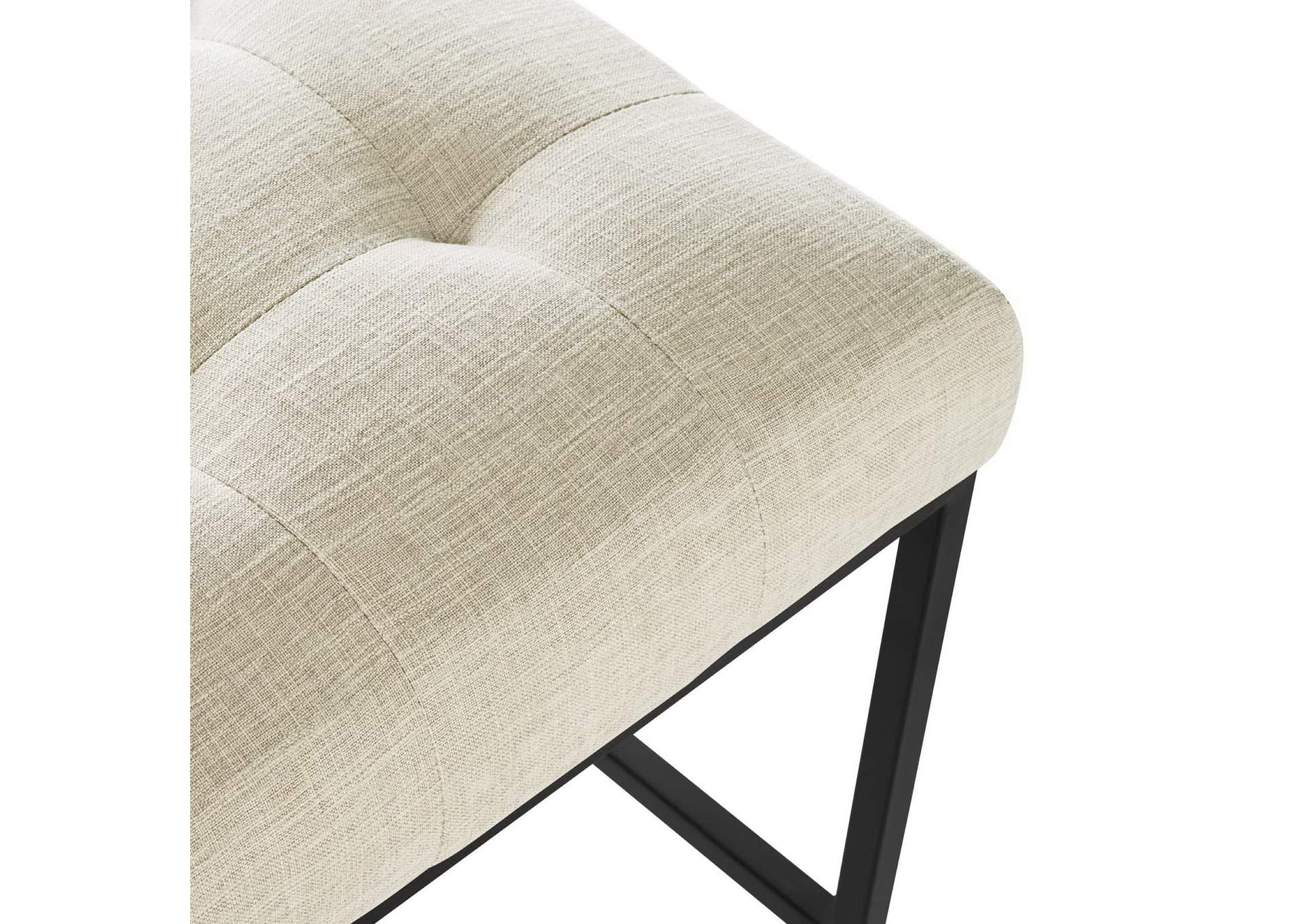 Black Beige Privy Black Stainless Steel Upholstered Fabric Counter Stool,Modway