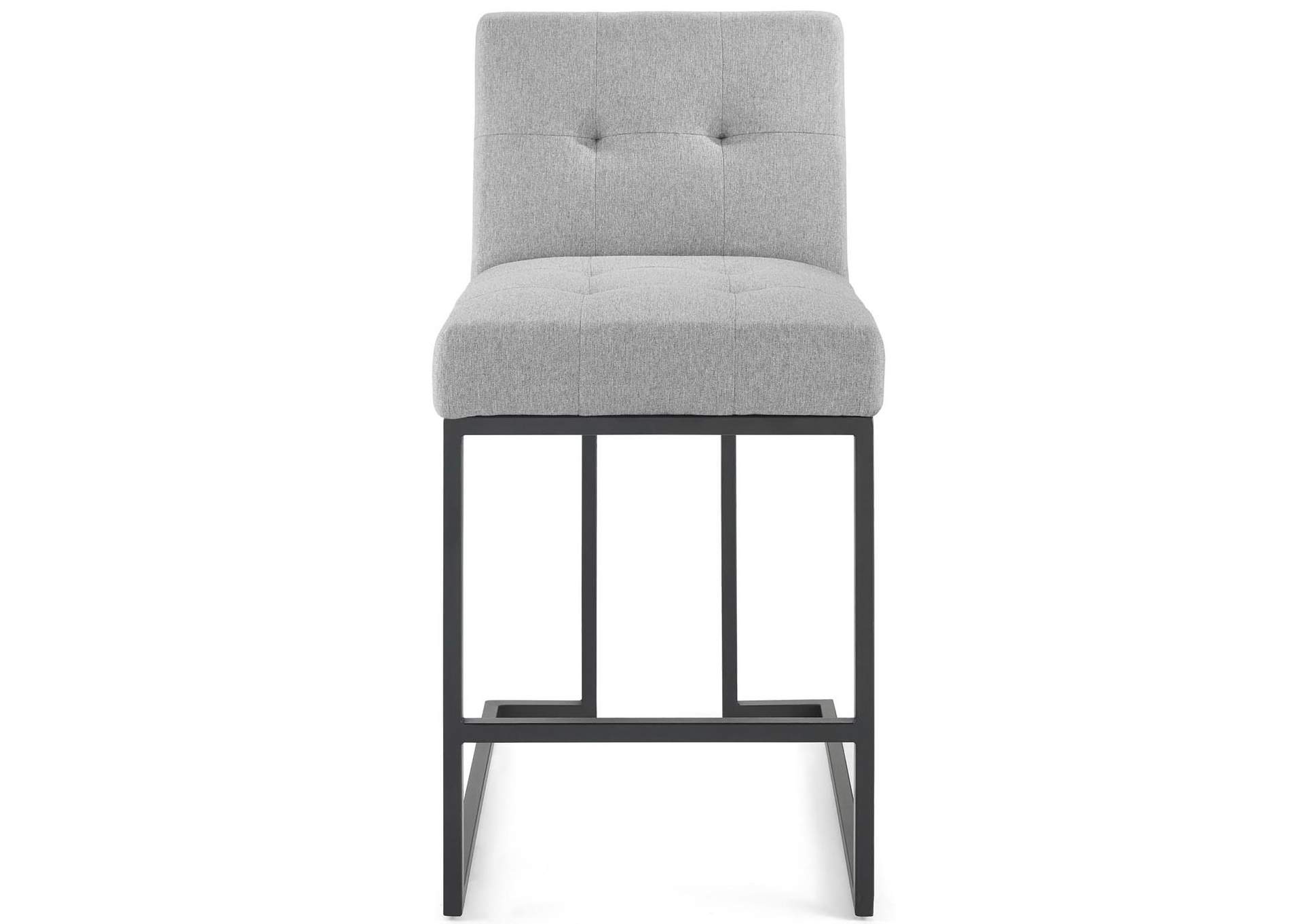 Black Light Gray Privy Black Stainless Steel Upholstered Fabric Counter Stool,Modway