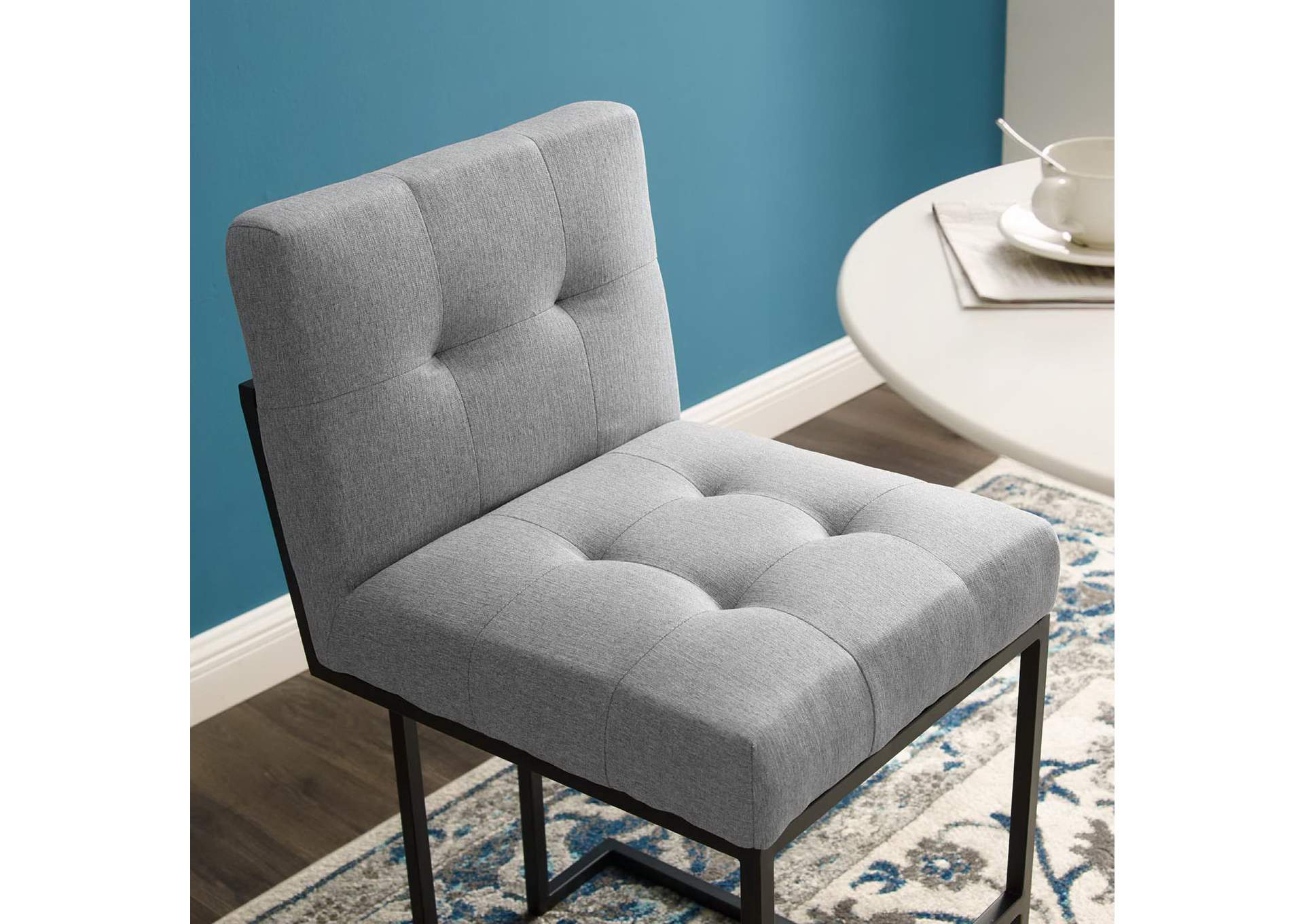 Black Light Gray Privy Black Stainless Steel Upholstered Fabric Counter Stool,Modway