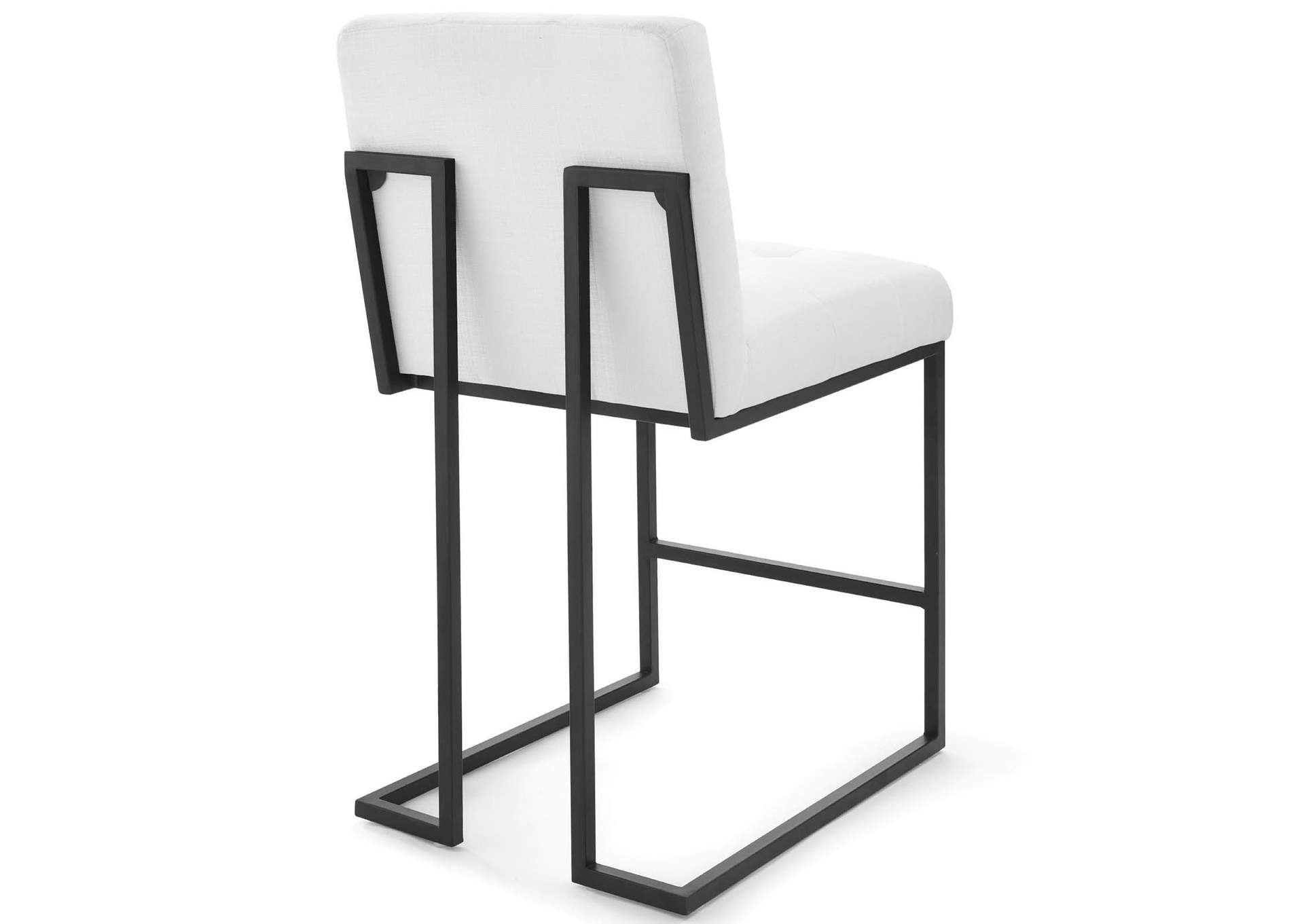 Black White Privy Black Stainless Steel Upholstered Fabric Counter Stool,Modway